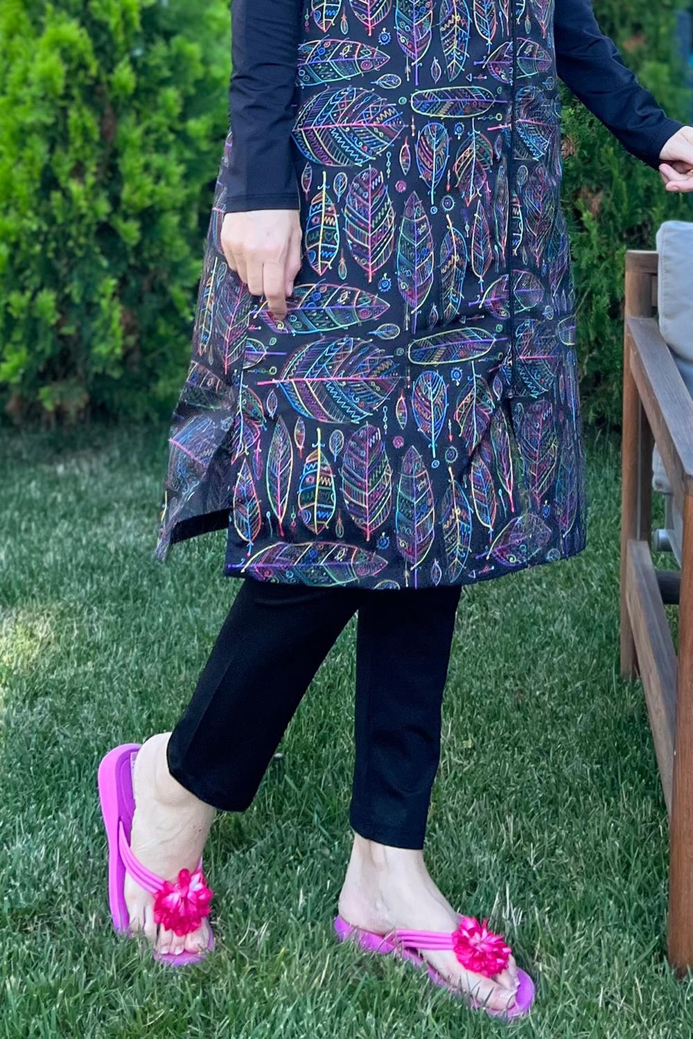 Deniz Havuz Likralı Uzun Boru Paça Tayt Tek Alt Siyah Remsa RA001 Siyah