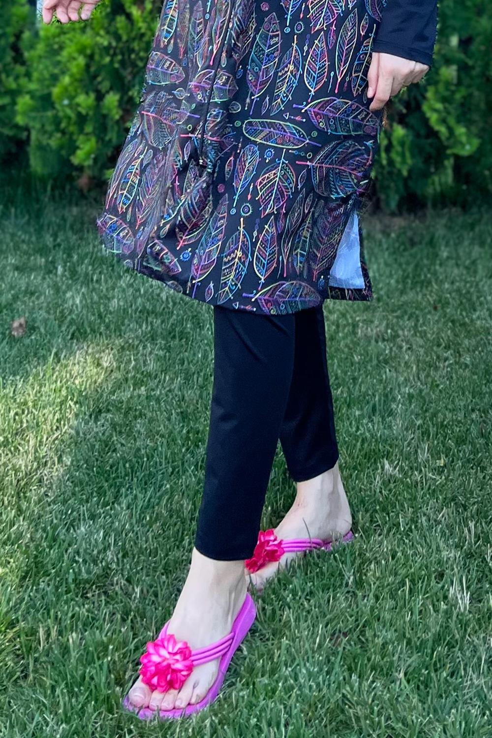 Deniz Havuz Likralı Uzun Boru Paça Tayt Tek Alt Siyah Remsa RA001 Siyah