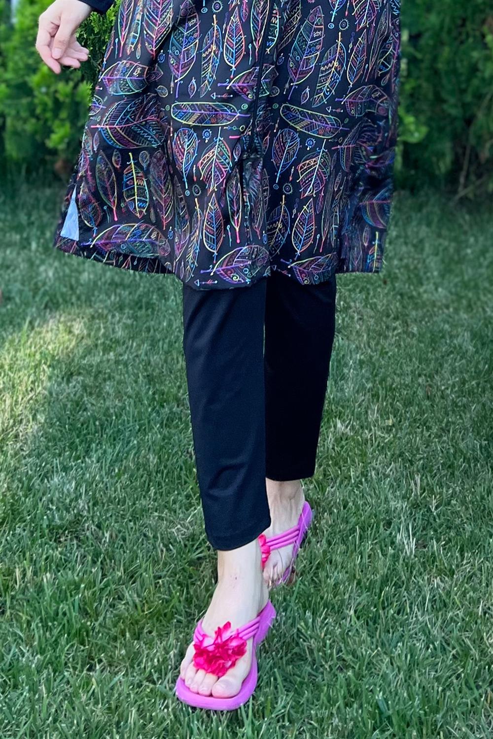 Deniz Havuz Likralı Uzun Boru Paça Tayt Tek Alt Siyah Remsa RA001 Siyah