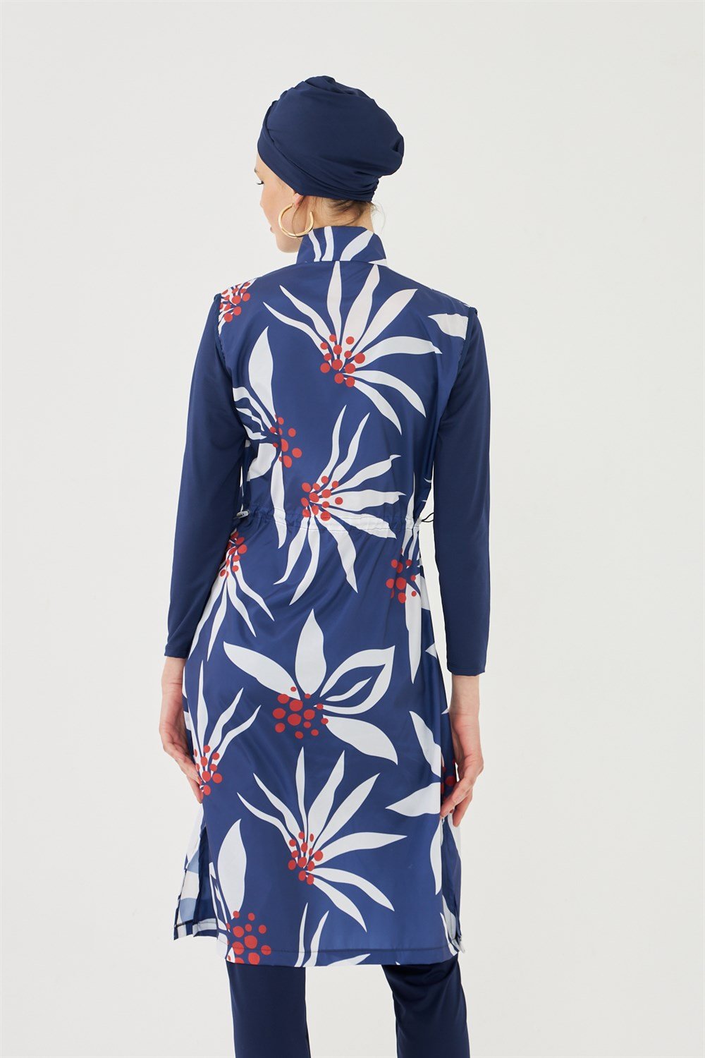 Dev beyaz yaprak Tam Kapalı Tesettür Mayo Deniz Mayosu TD703-159