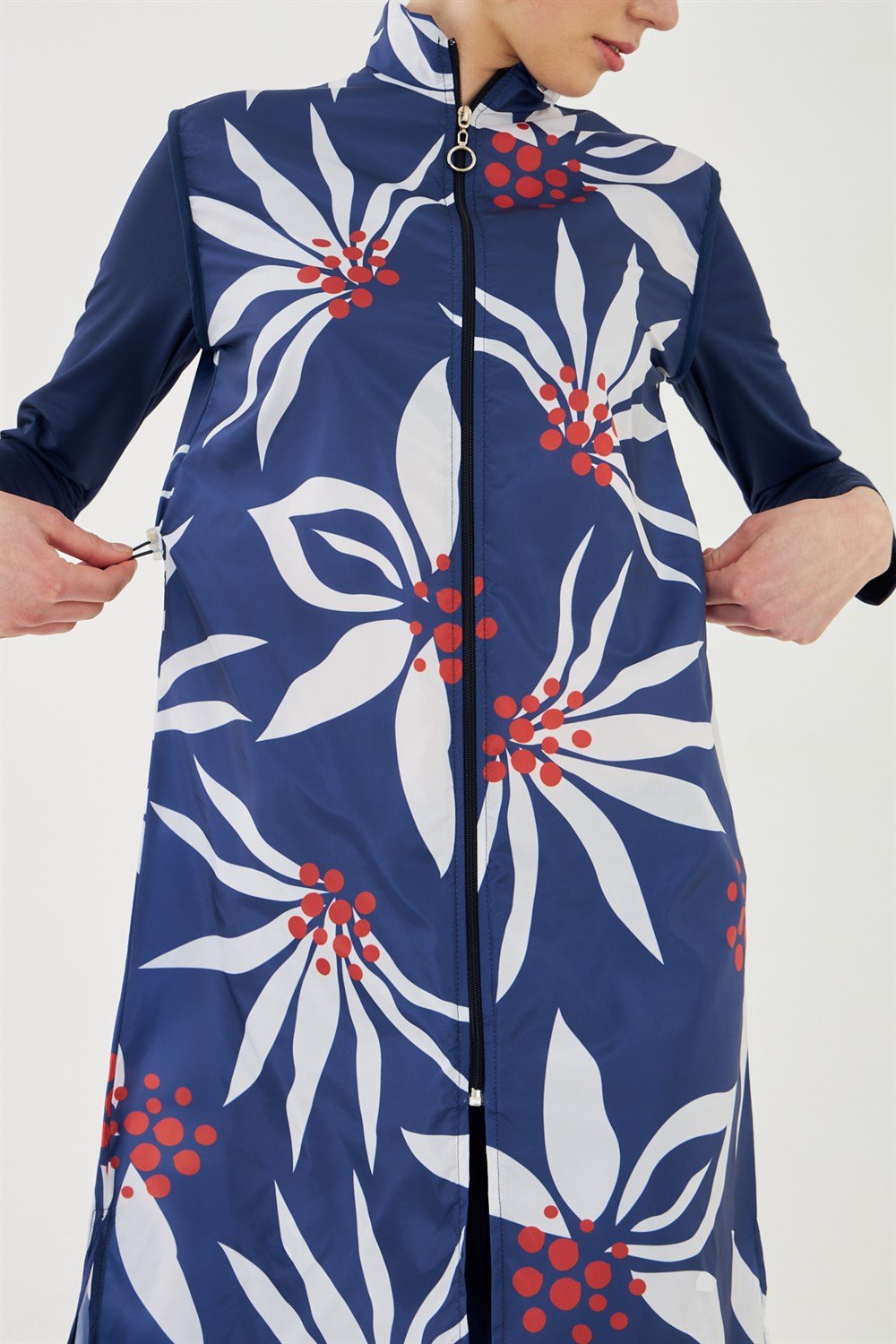 Dev beyaz yaprak Tam Kapalı Tesettür Mayo Deniz Mayosu TD703-159