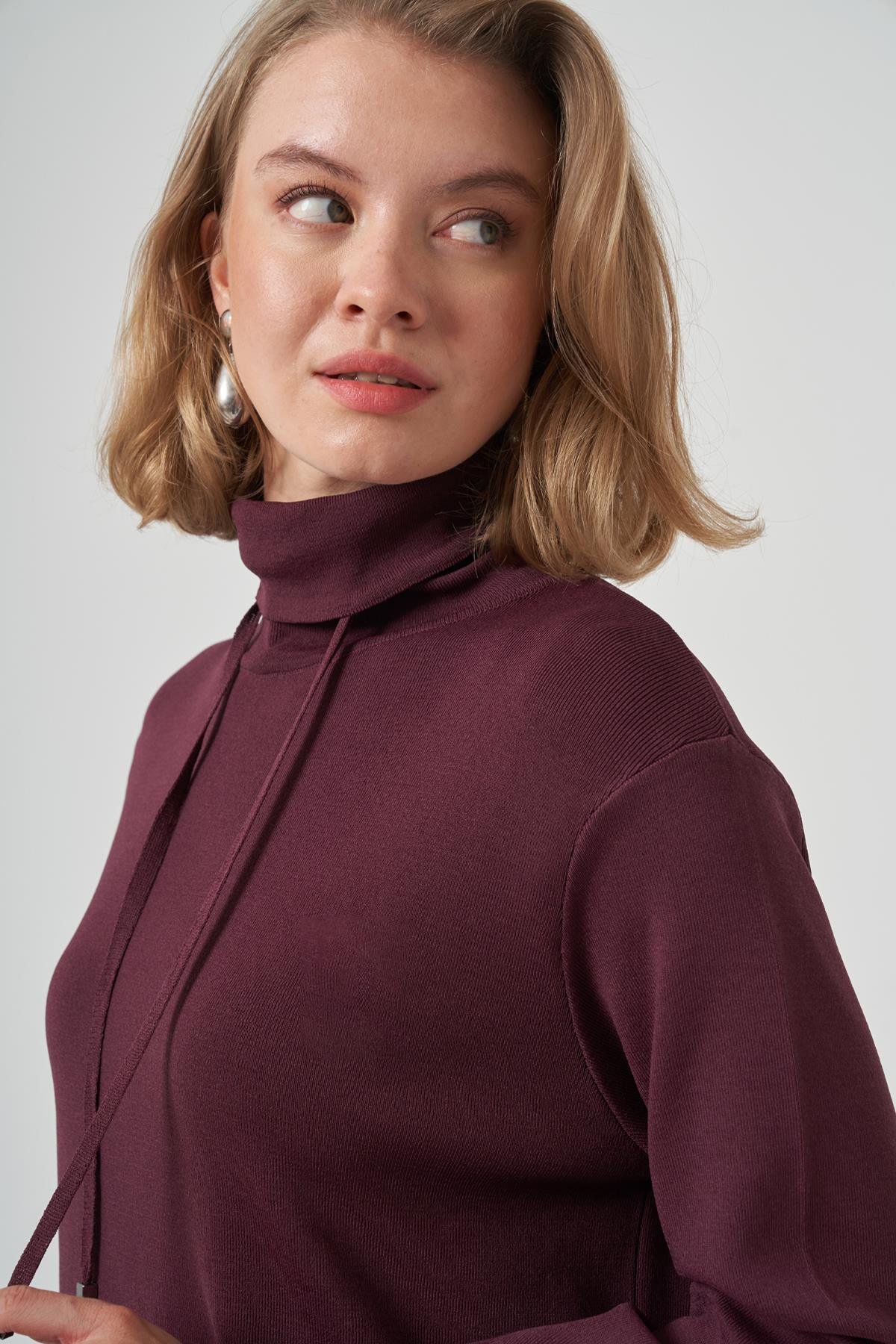 Dik Yaka Sweat Pantolon Triko Takım 1353 Bordo