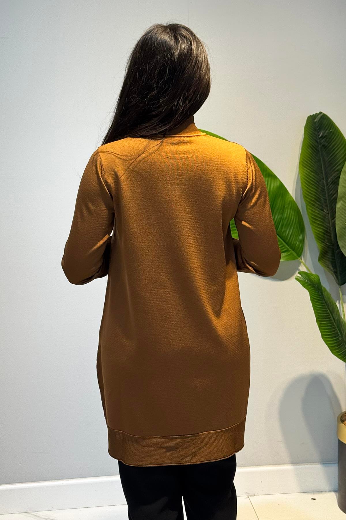 Düğme Detay Triko Tunik 34120 Kiremit