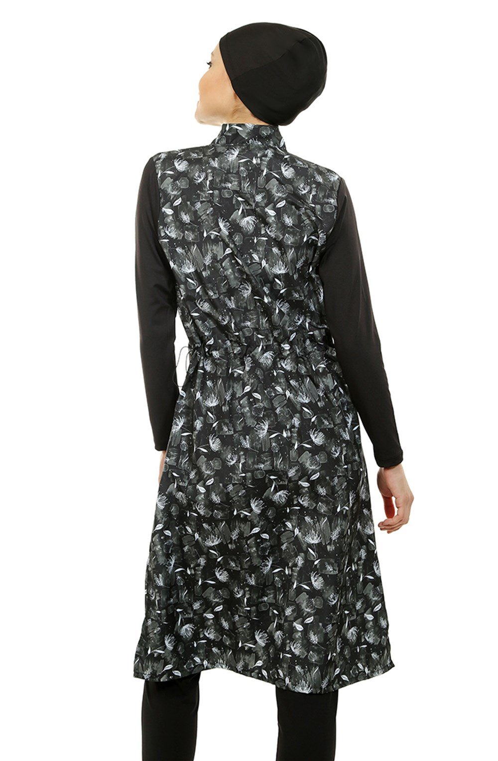 Emayo Jileli Tam Kapalı Tesettür Mayo Deniz Mayosu 2004 Çiğdem Beyaz Siyah