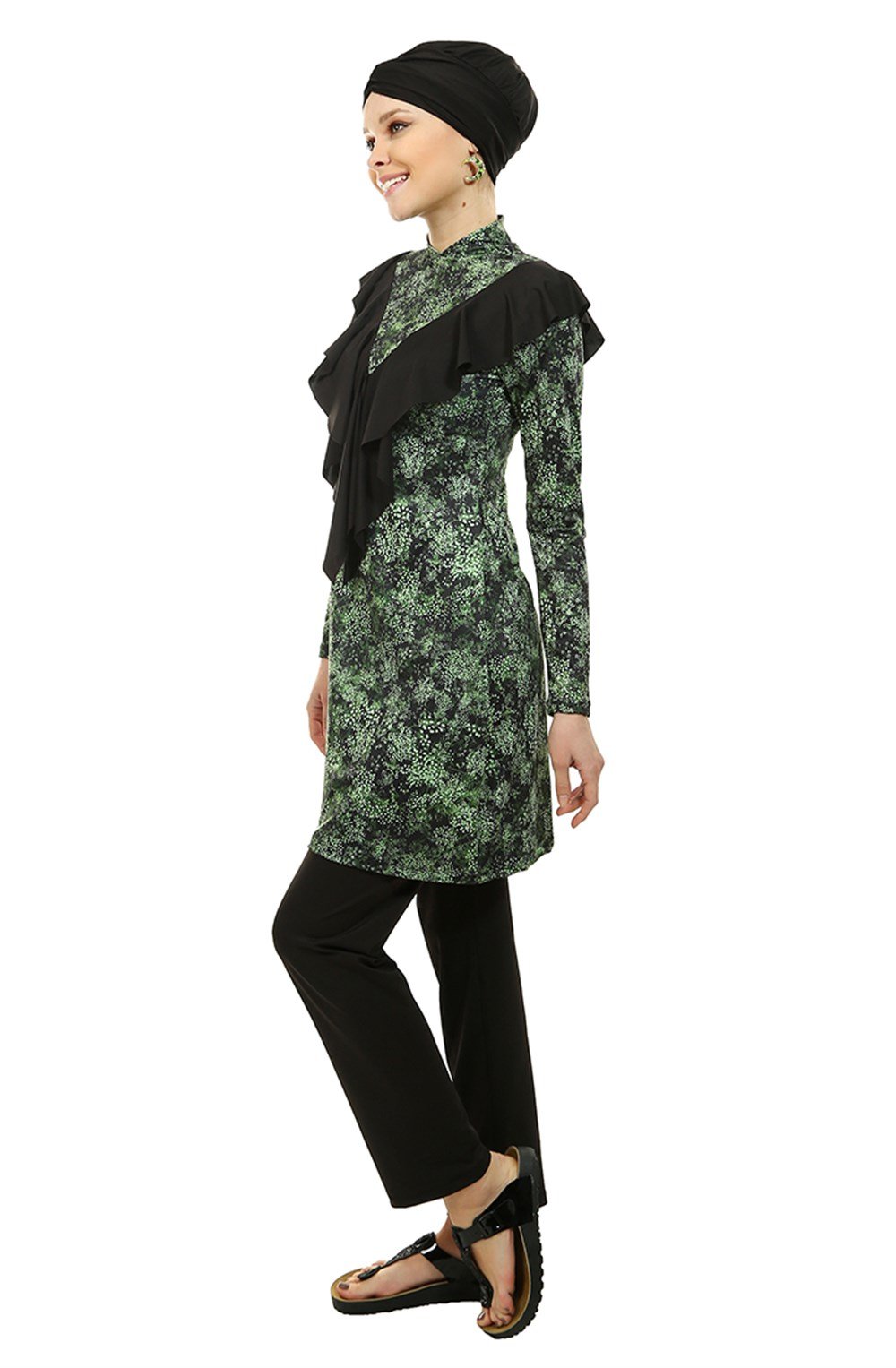 Emayo Likralı Tam Kapalı Tesettür Mayo 1927 Melike Yeşil