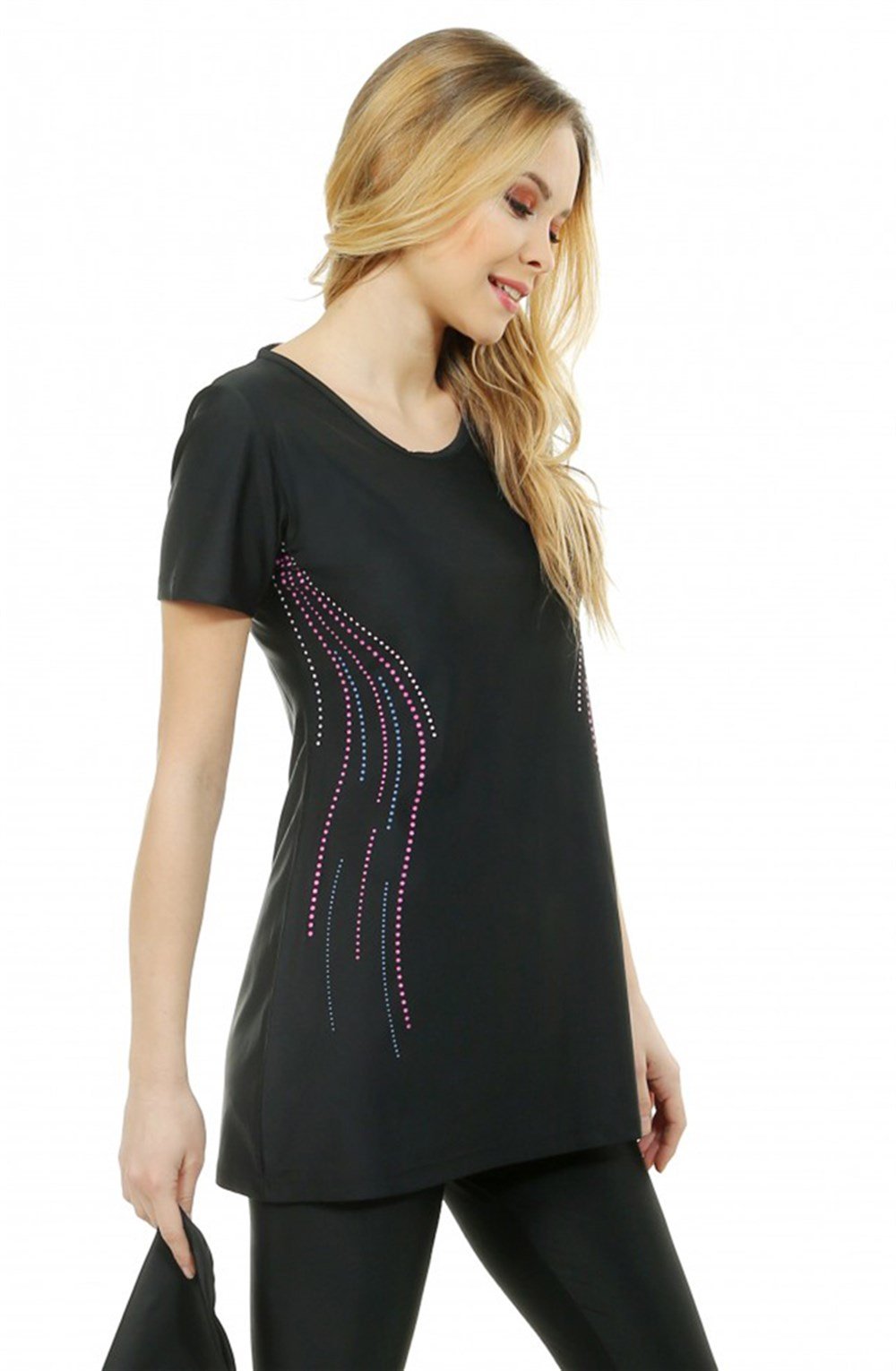 Emayo Yarı Kapalı Mayo Kısa Kollu 2013 Sare Siyah