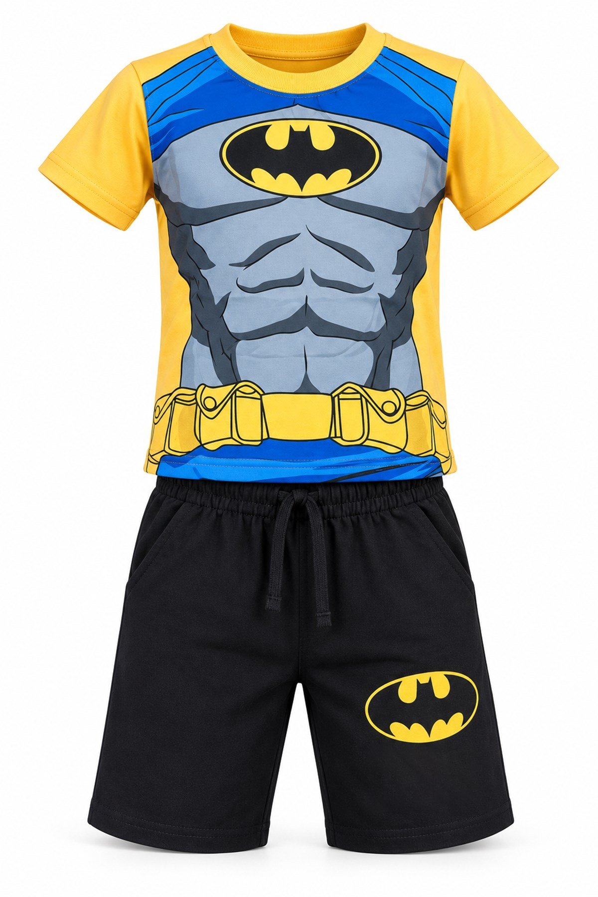 Erkek Çocuk Kısa Kol Şortlu Penye Pijama Takımı 3986 Sarı01
