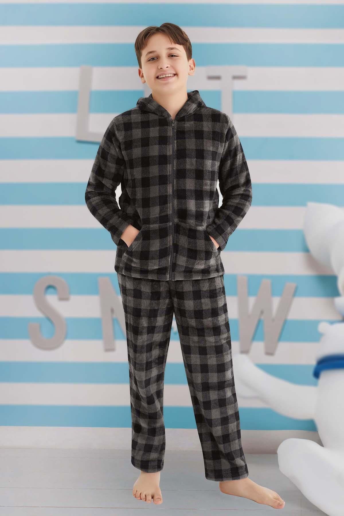 Erkek Çocuk Polar Pijama Takımı 240526 Siyah