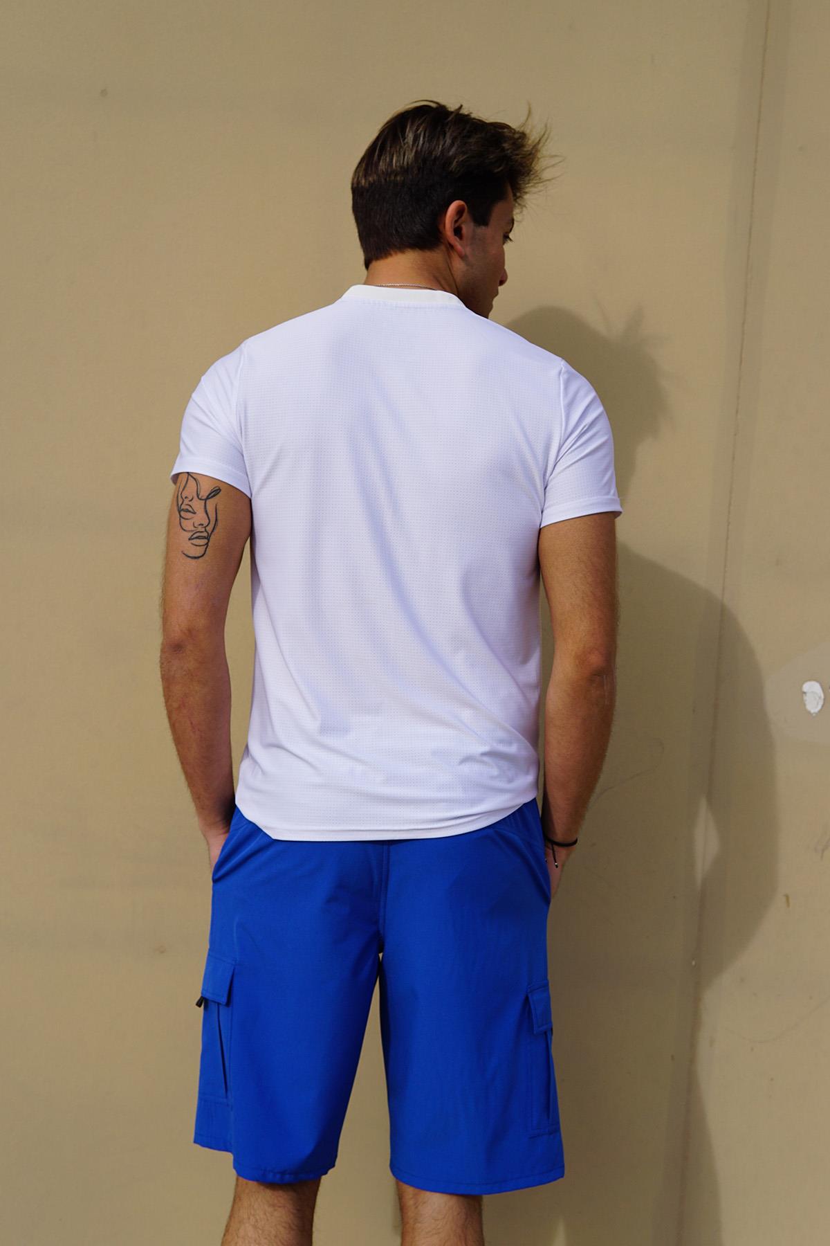 Erkek Havuz Deniz Kargo Cep Şort Düz 444 Saks