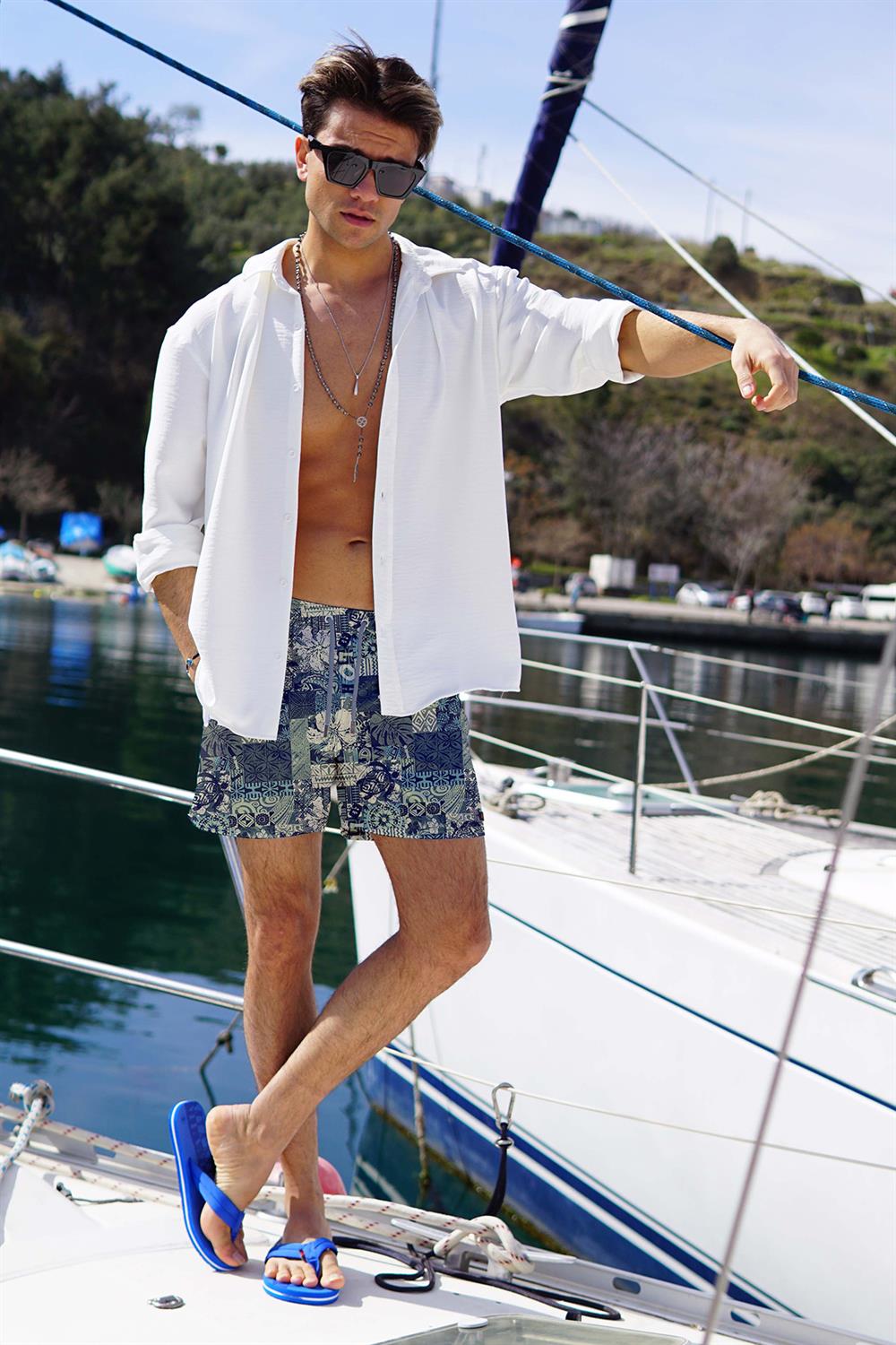 Erkek Havuz Deniz Şort Desenli 197