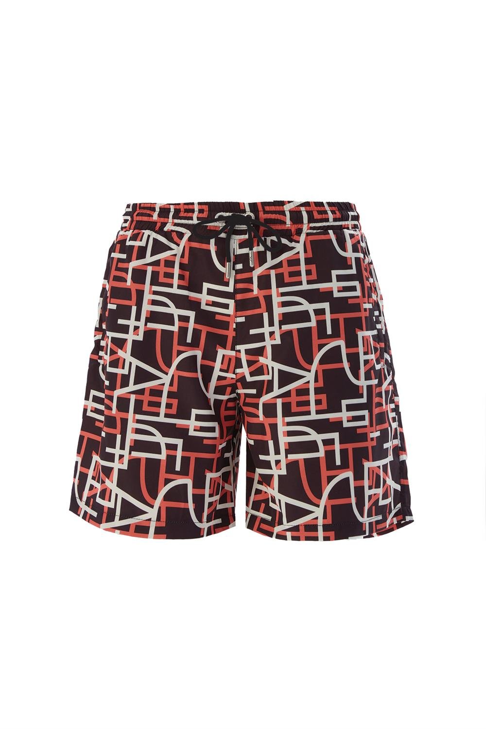 Erkek Havuz Deniz Şort Desenli Eralıa S141 Siyah