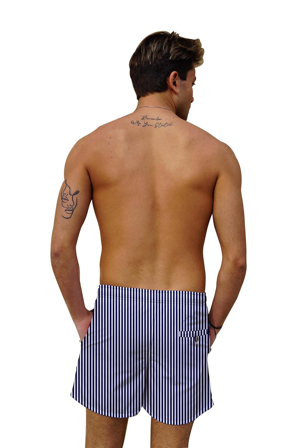 Erkek Havuz Deniz Uzun Şort Çizgili 106