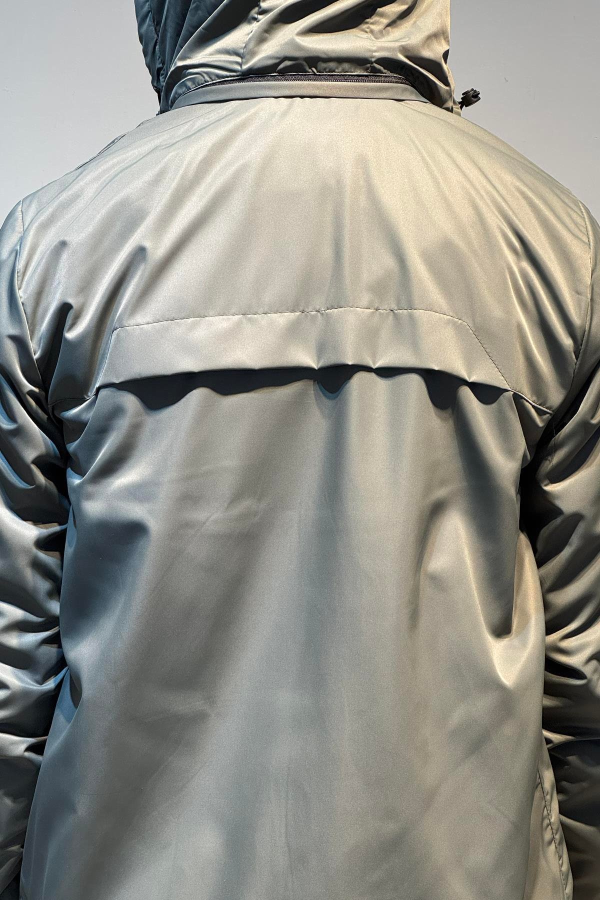 Erkek Kapüşonlu Cep Detaylı İçi Polar Kışlık Mont 2571 Haki