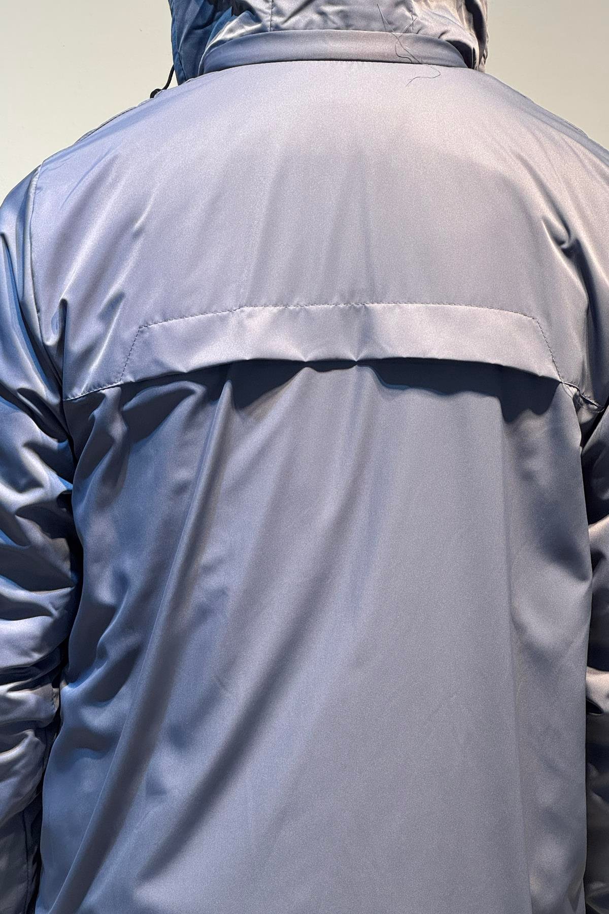 Erkek Kapüşonlu Cep Detaylı İçi Polar Kışlık Mont 2571 Füme