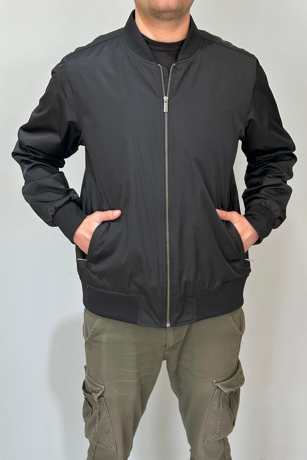 Erkek Kolej Yaka Mevsimlik Ceket Tek Üst REU-9127 Siyah