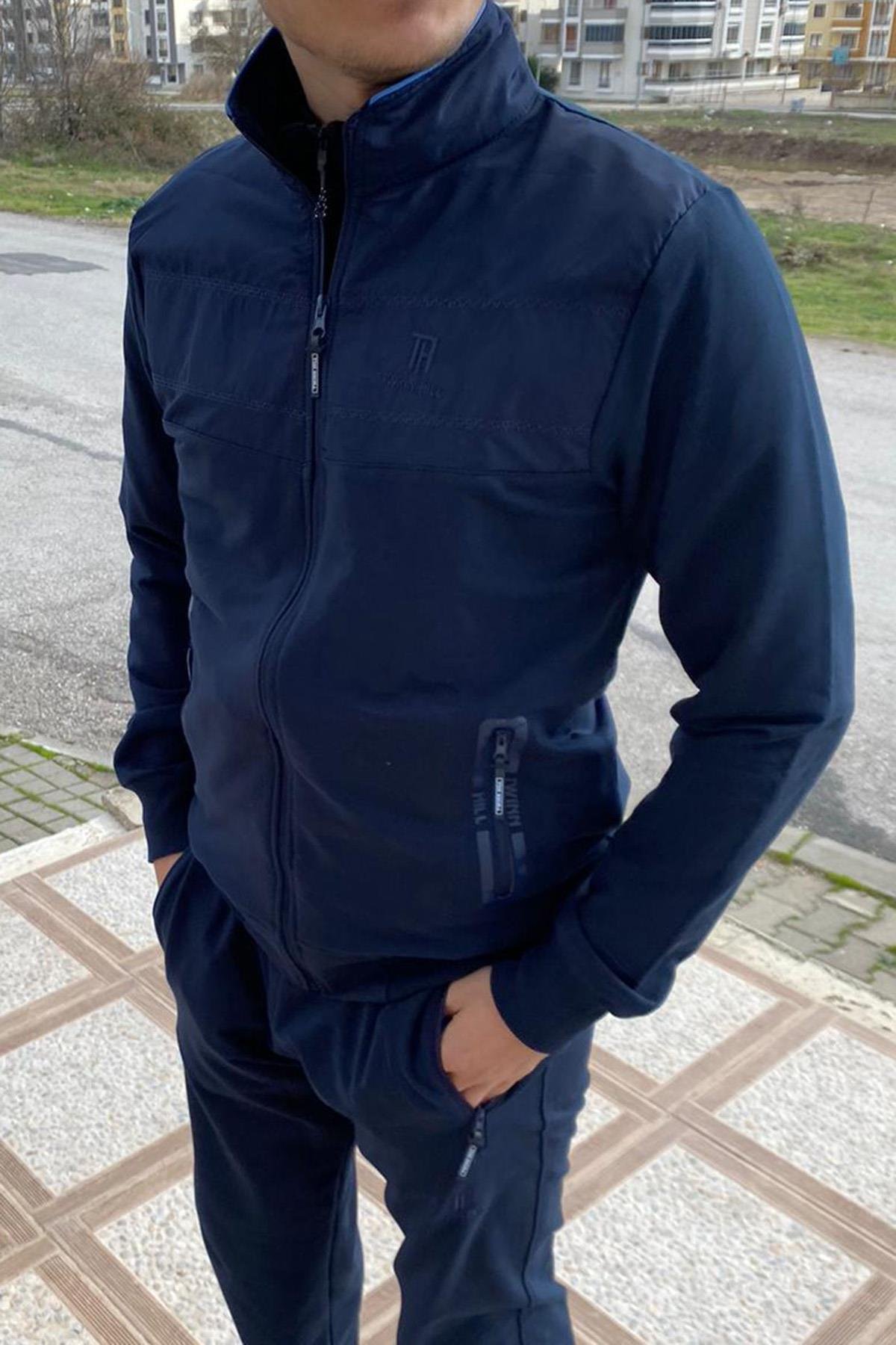 Erkek Likralı Penye Eşofman Takımı 2711 Lacivert