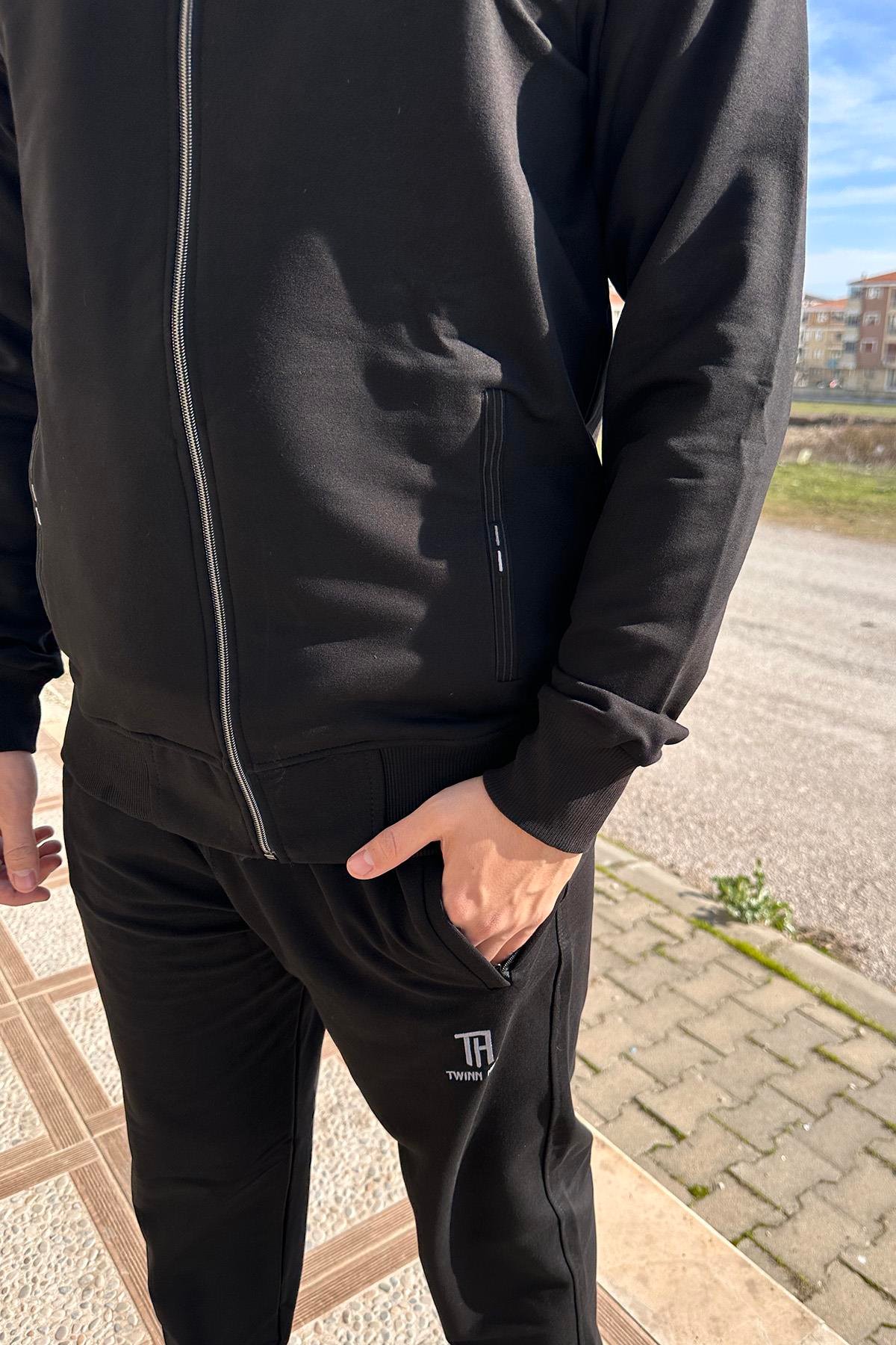 Erkek Likralı Penye Eşofman Takımı 2710 Siyah