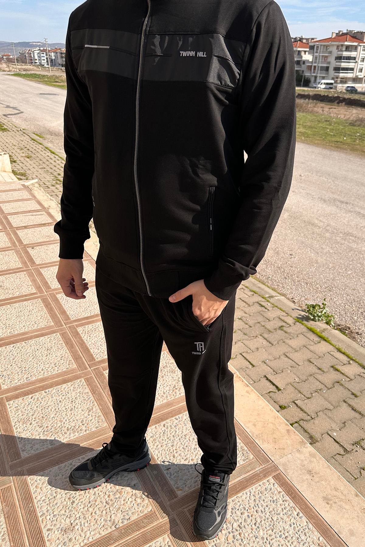 Erkek Likralı Penye Eşofman Takımı 2710 Siyah