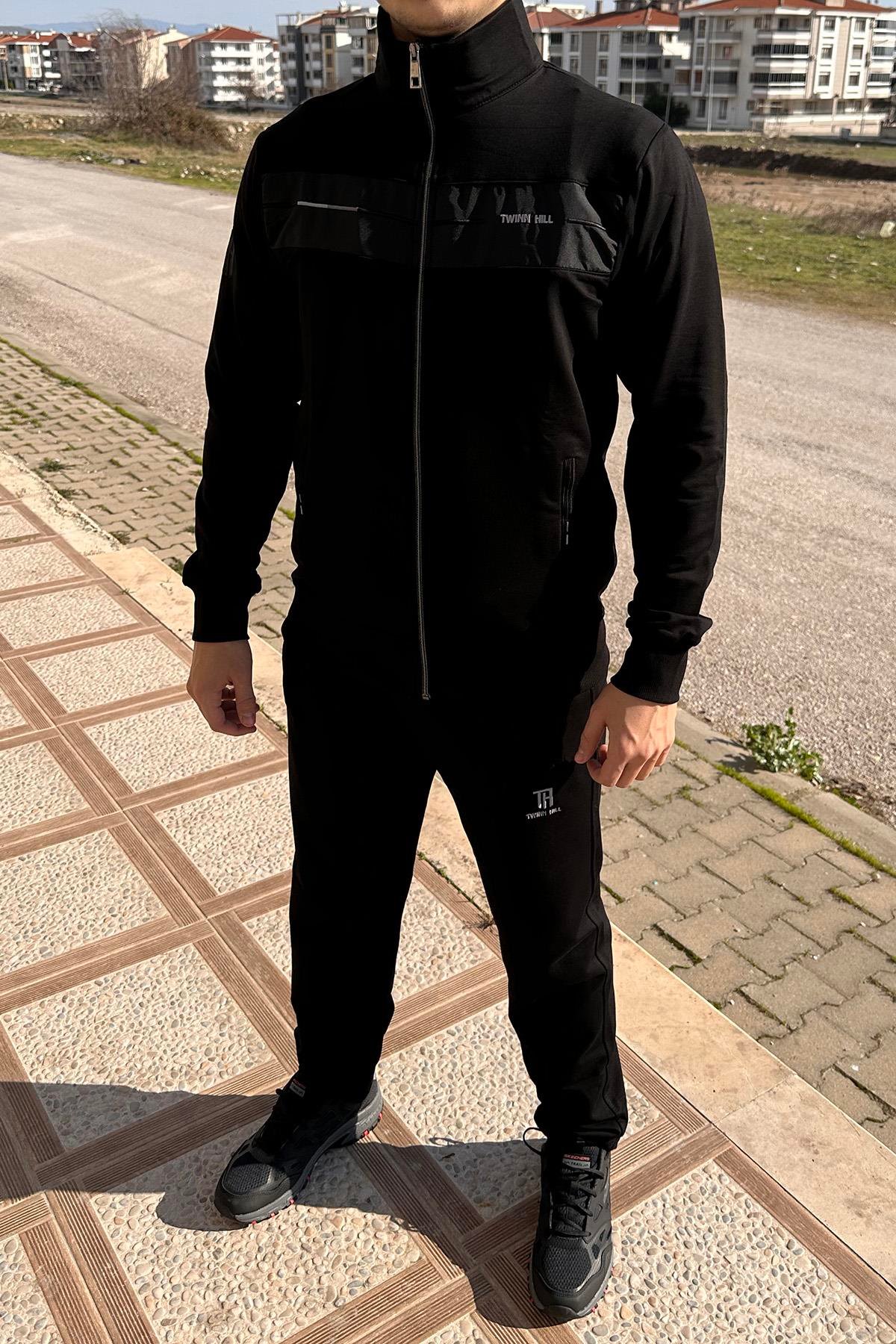 Erkek Likralı Penye Eşofman Takımı 2710 Siyah