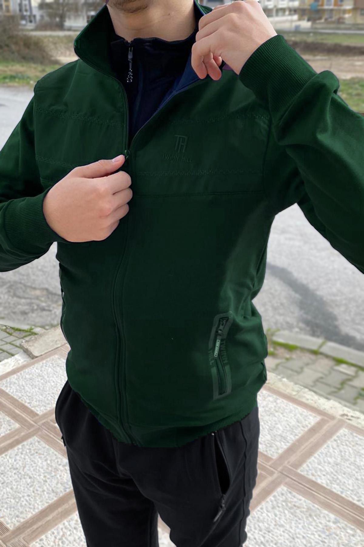 Erkek Likralı Penye Eşofman Takımı 2711 Yeşil