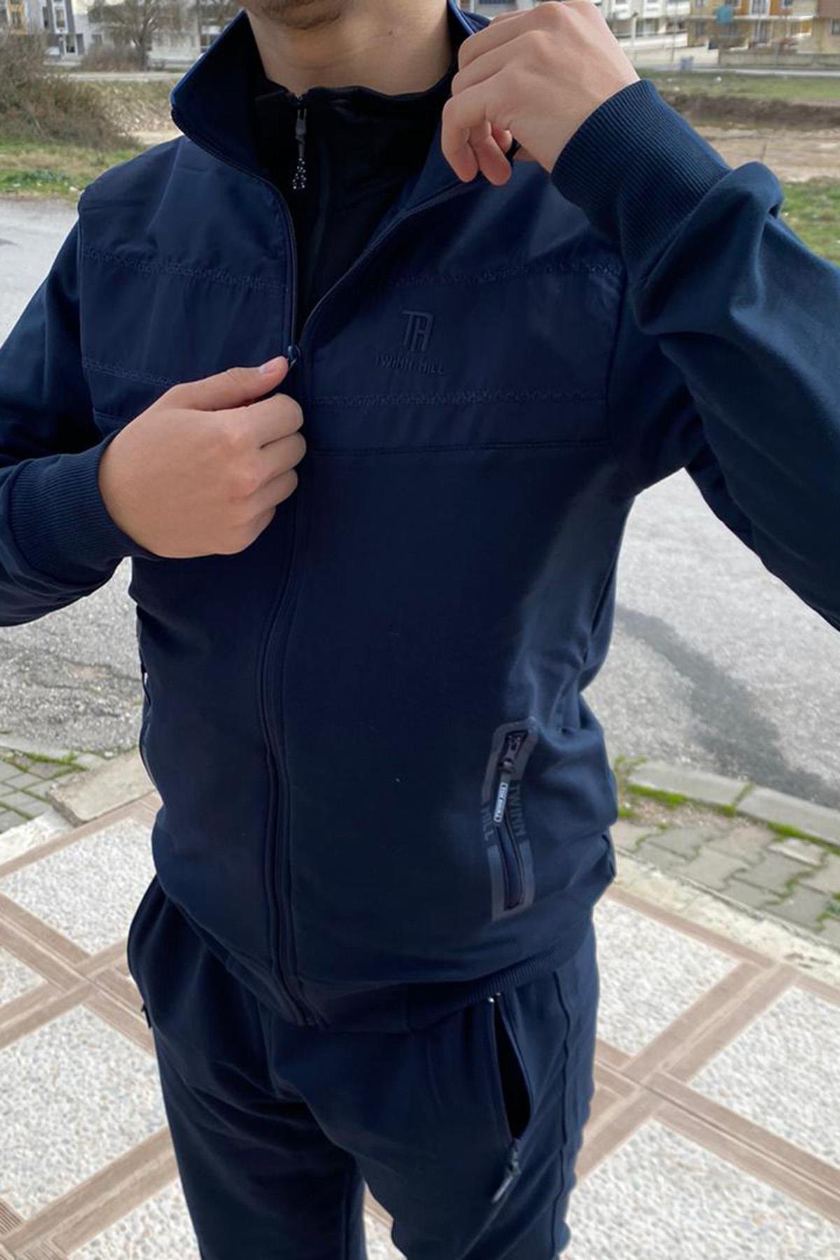 Erkek Likralı Penye Eşofman Takımı 2711 Lacivert