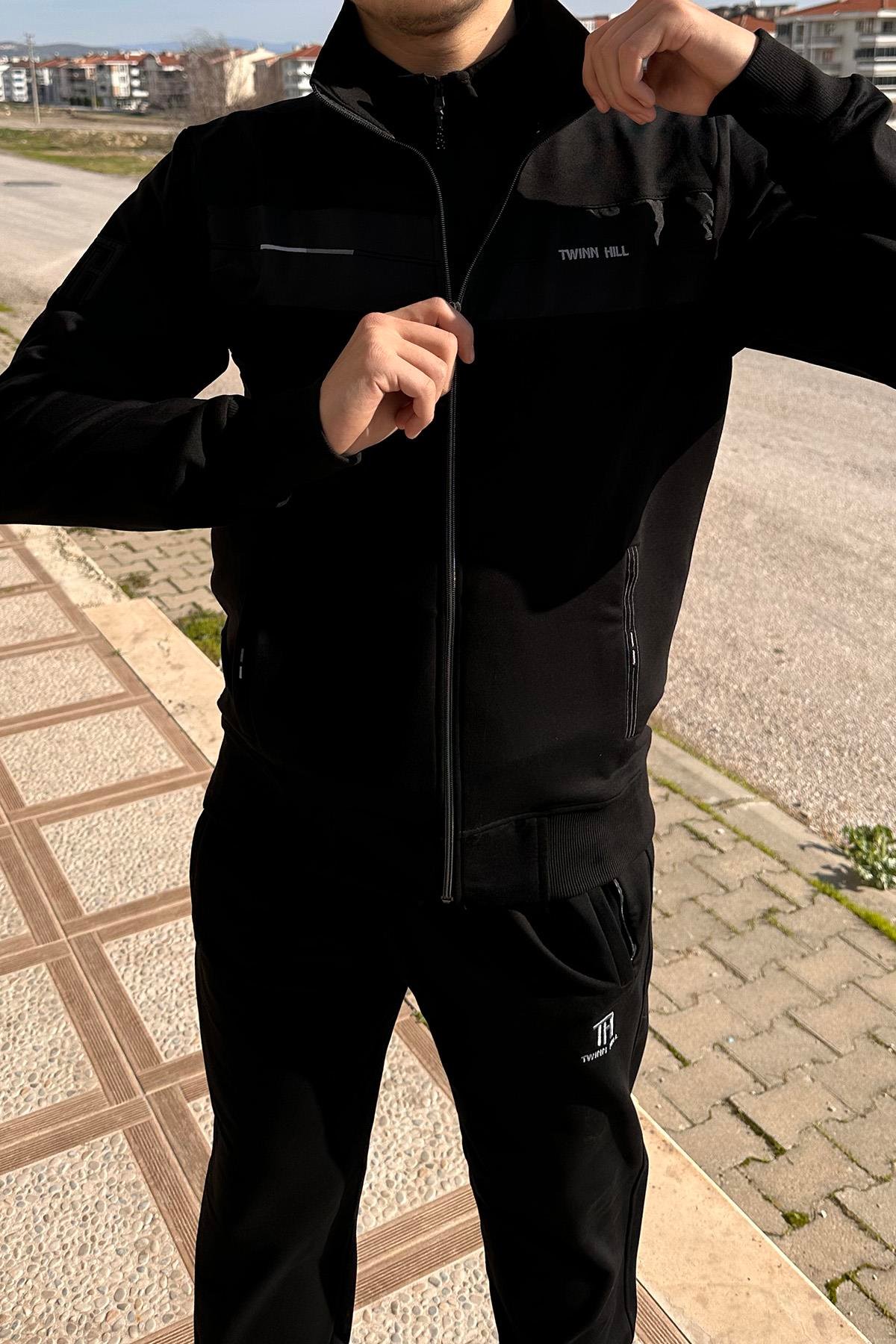 Erkek Likralı Penye Eşofman Takımı 2710 Siyah