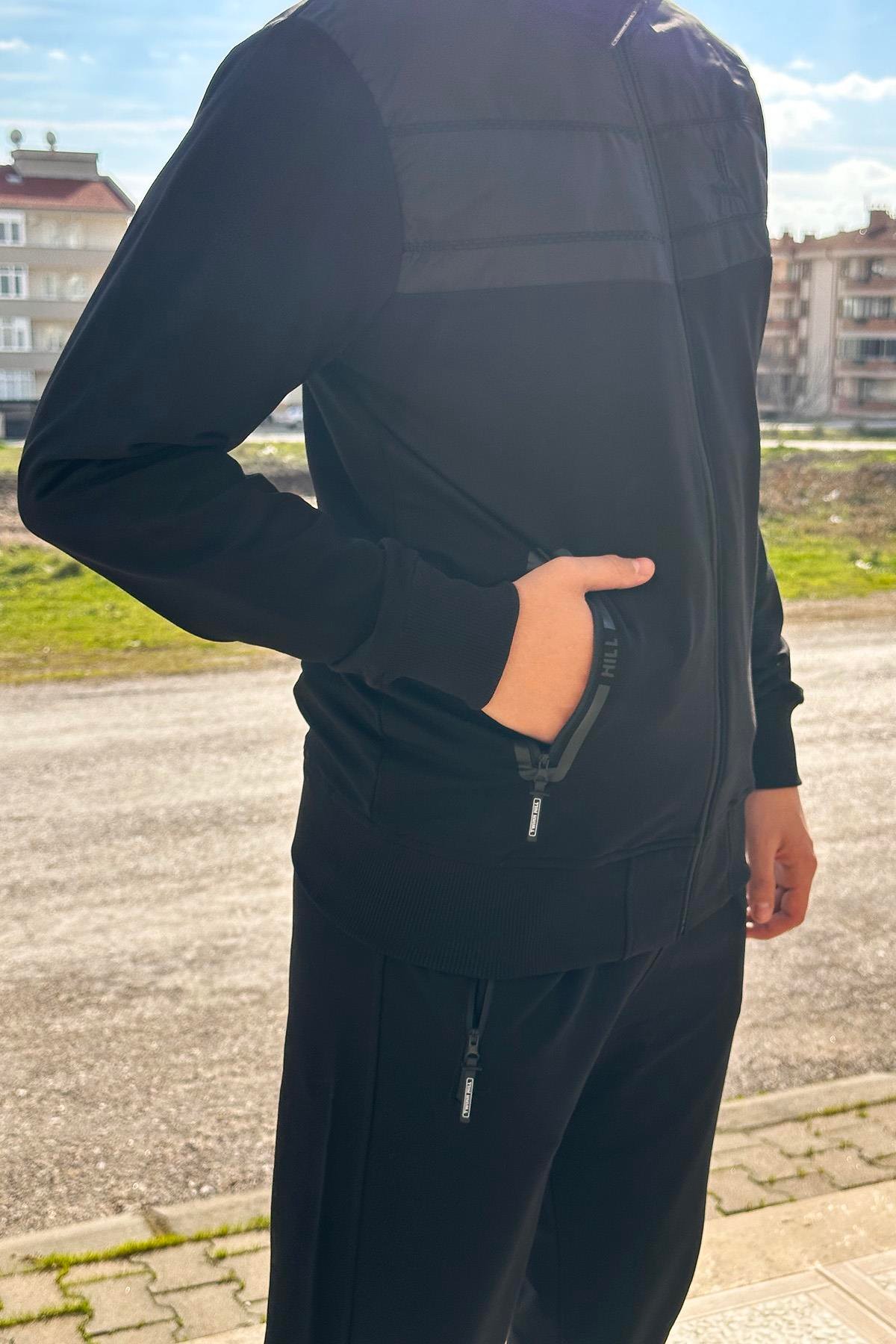 Erkek Likralı Penye Eşofman Takımı 2711 Siyah