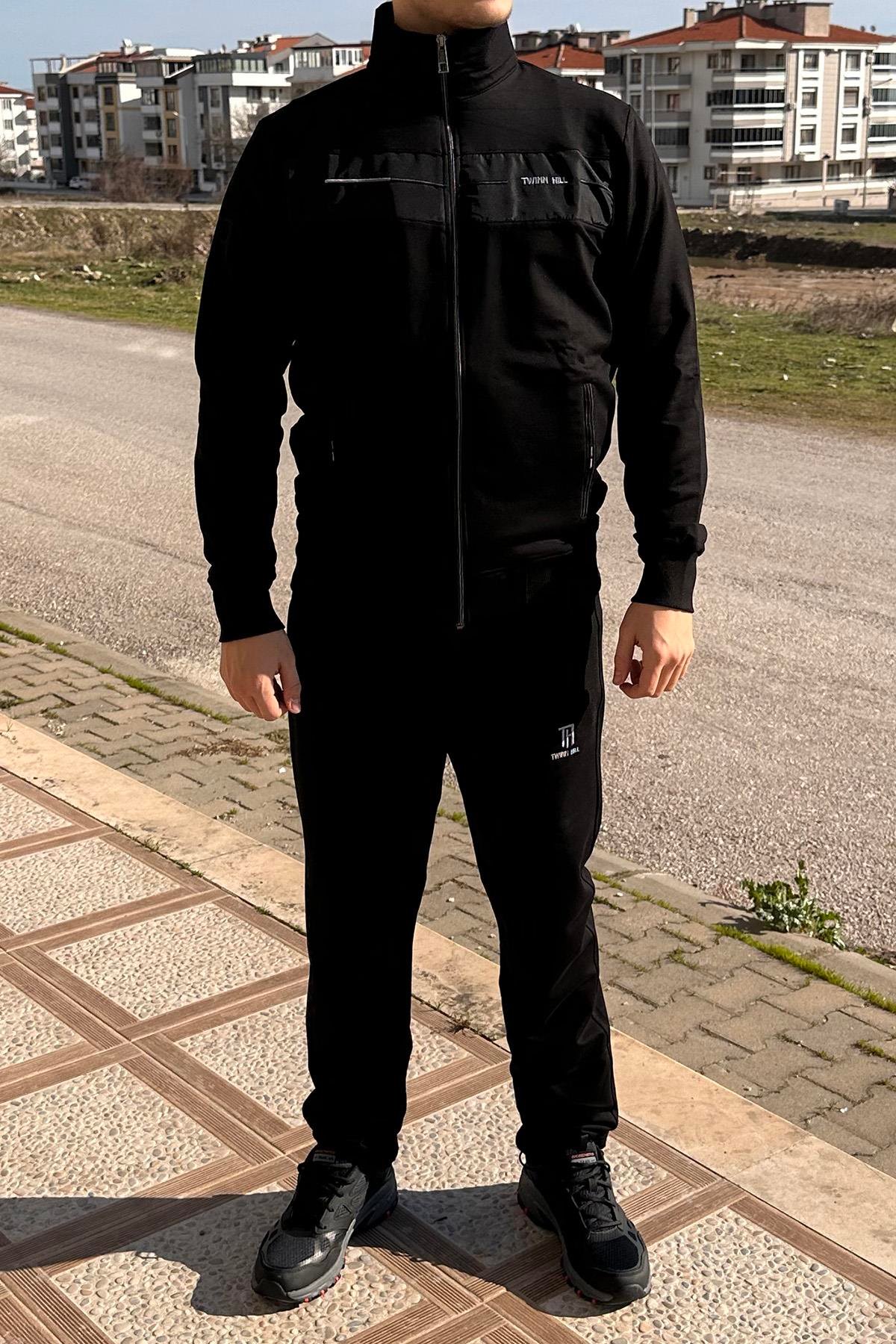 Erkek Likralı Penye Eşofman Takımı 2710 Siyah