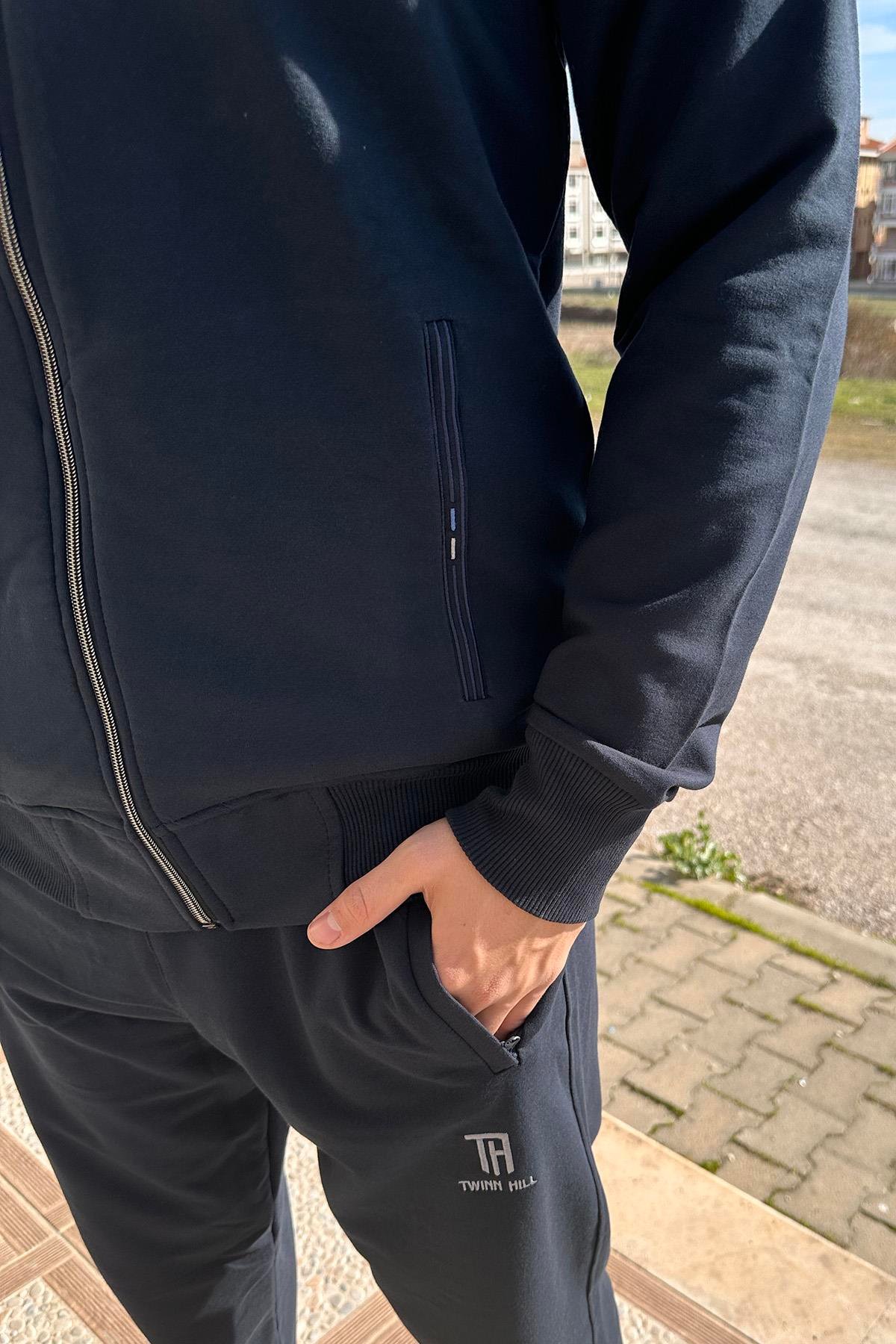 Erkek Likralı Penye Eşofman Takımı 2710 Lacivert