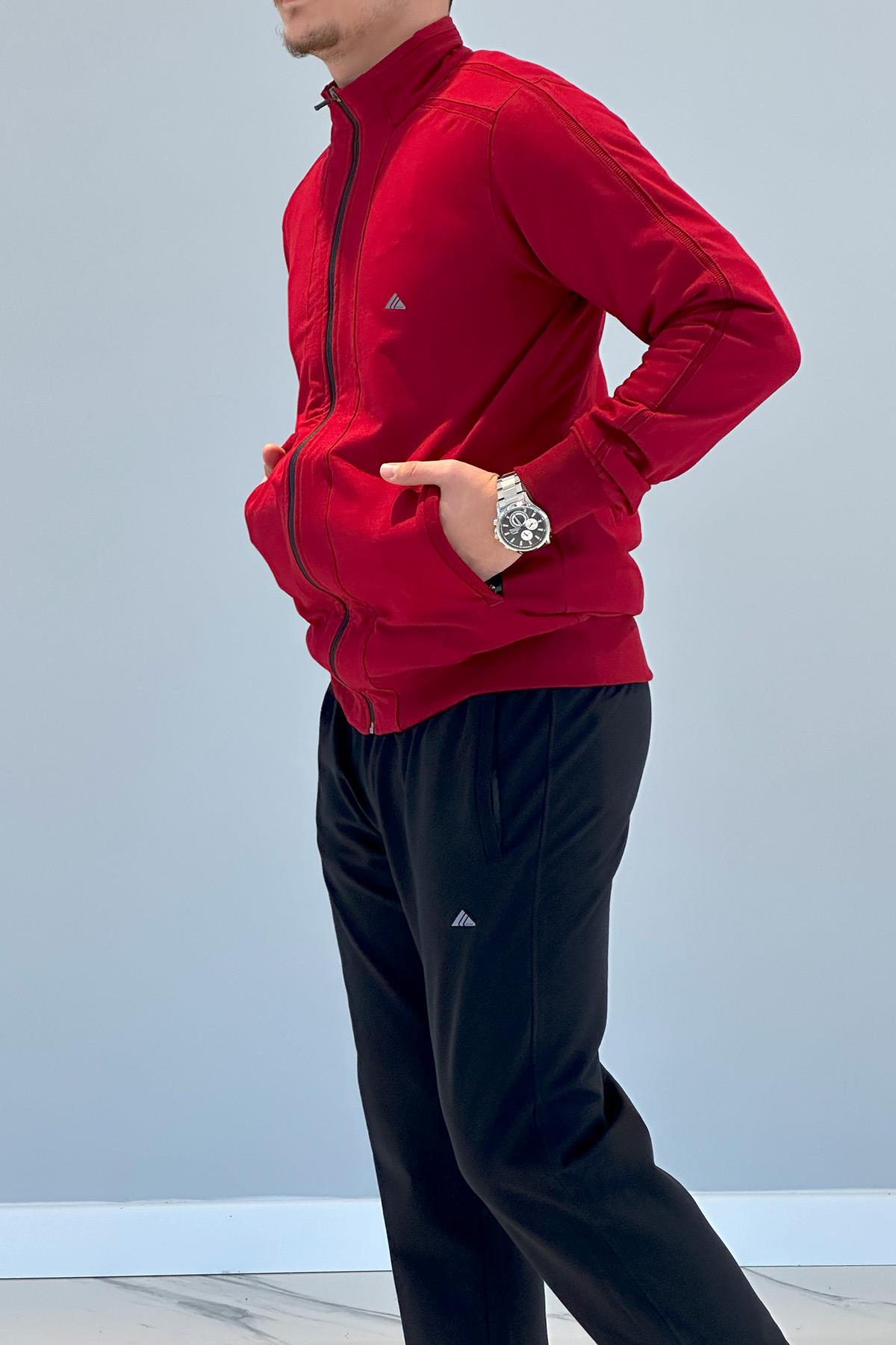 Erkek Likralı Penye Eşofman Takımı 3714 Bordo