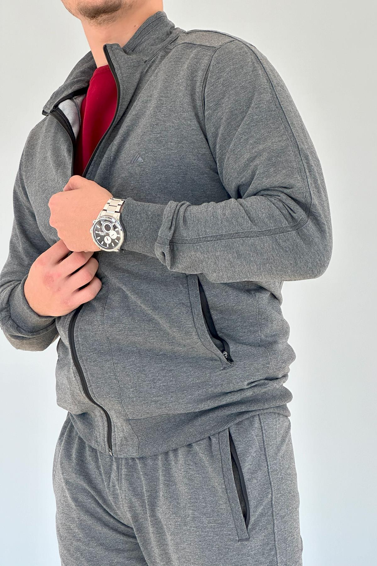 Erkek Likralı Penye Eşofman Takımı 3714 Antrasit