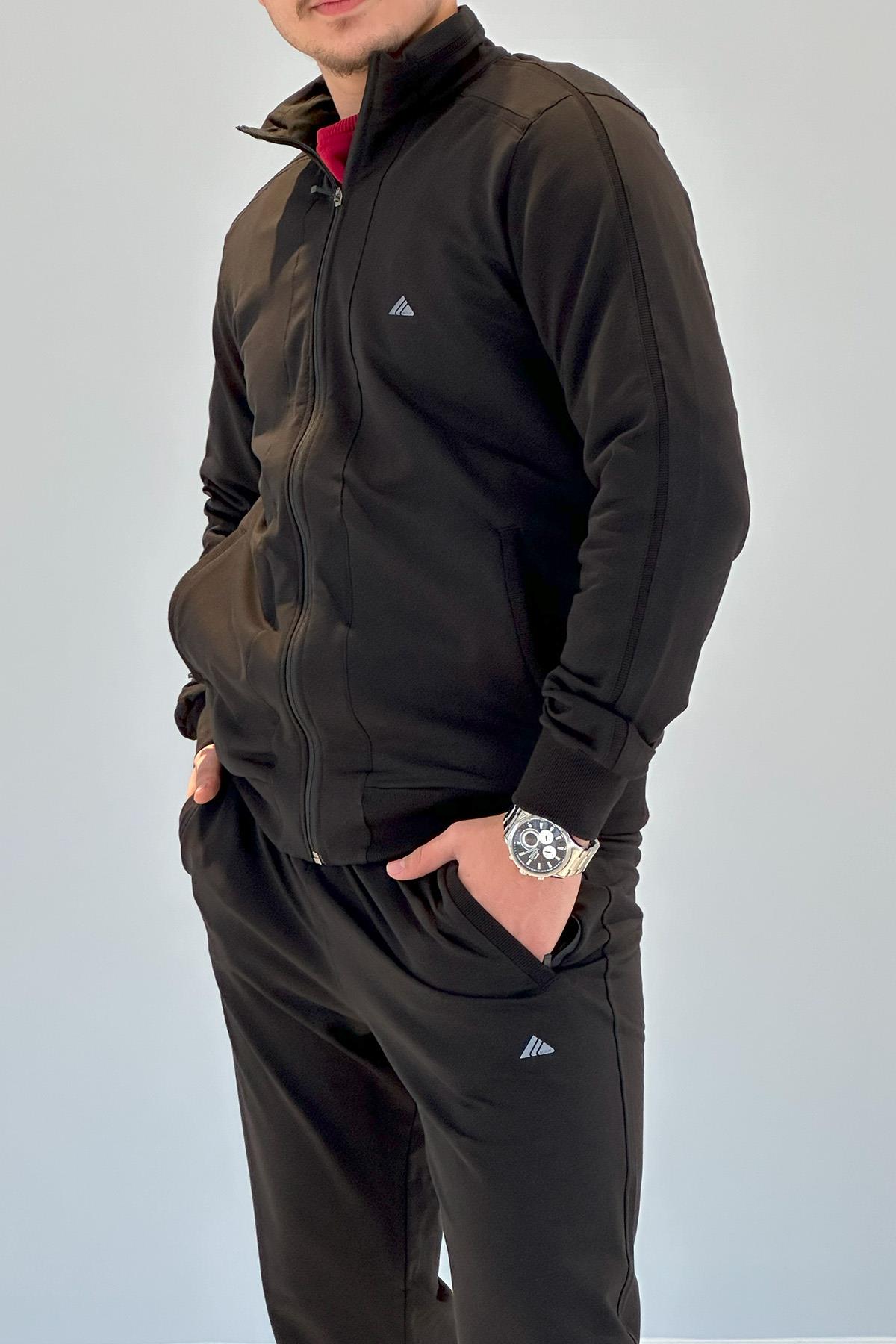 Erkek Likralı Penye Eşofman Takımı 3714 Siyah