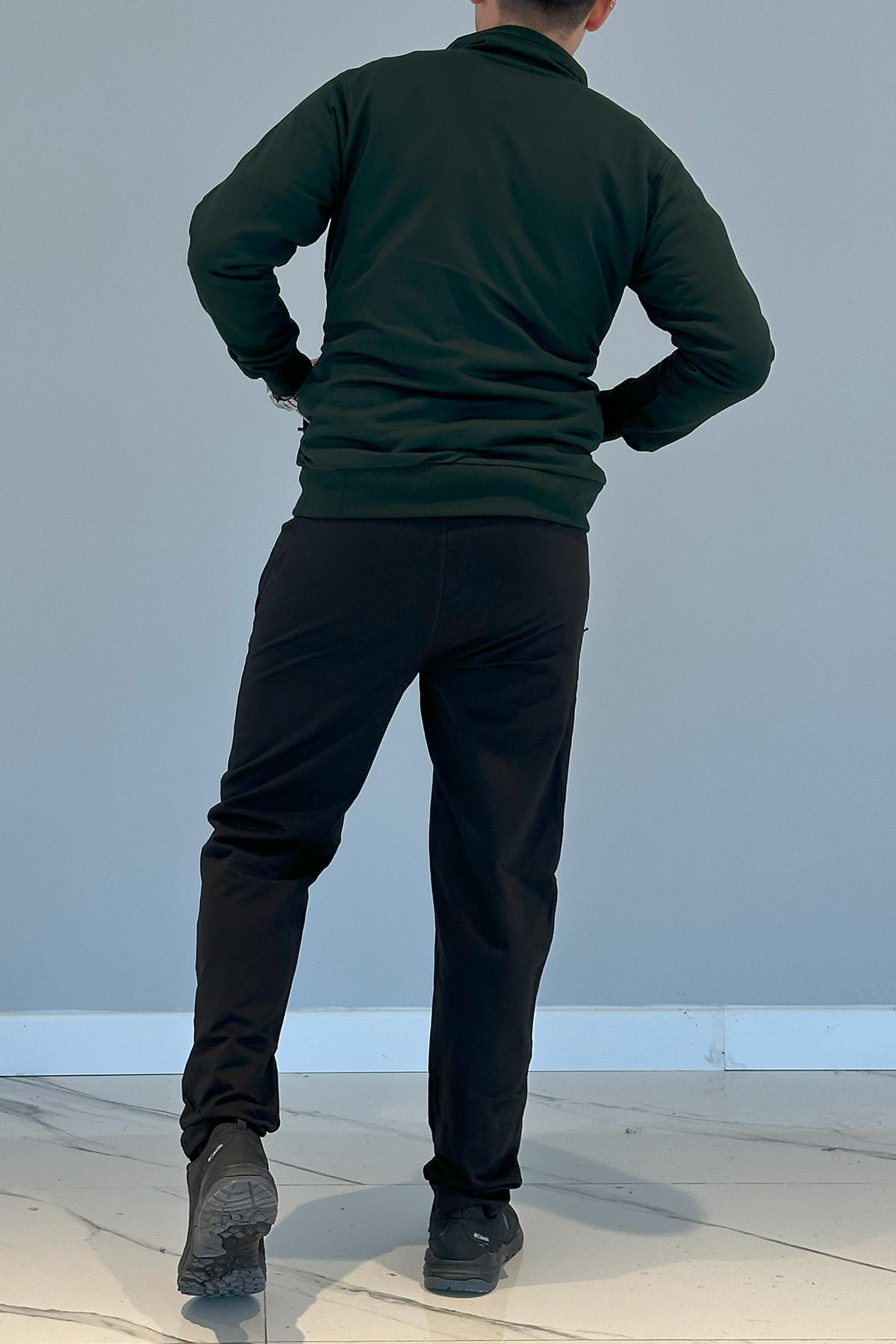 Erkek Likralı Penye Eşofman Takımı 3714 Yeşil