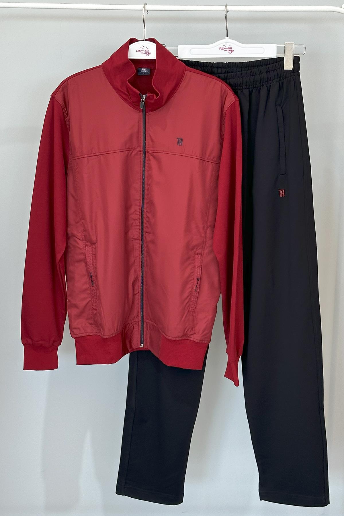 Erkek Likralı Penye Eşofman Takımı 3712 Bordo