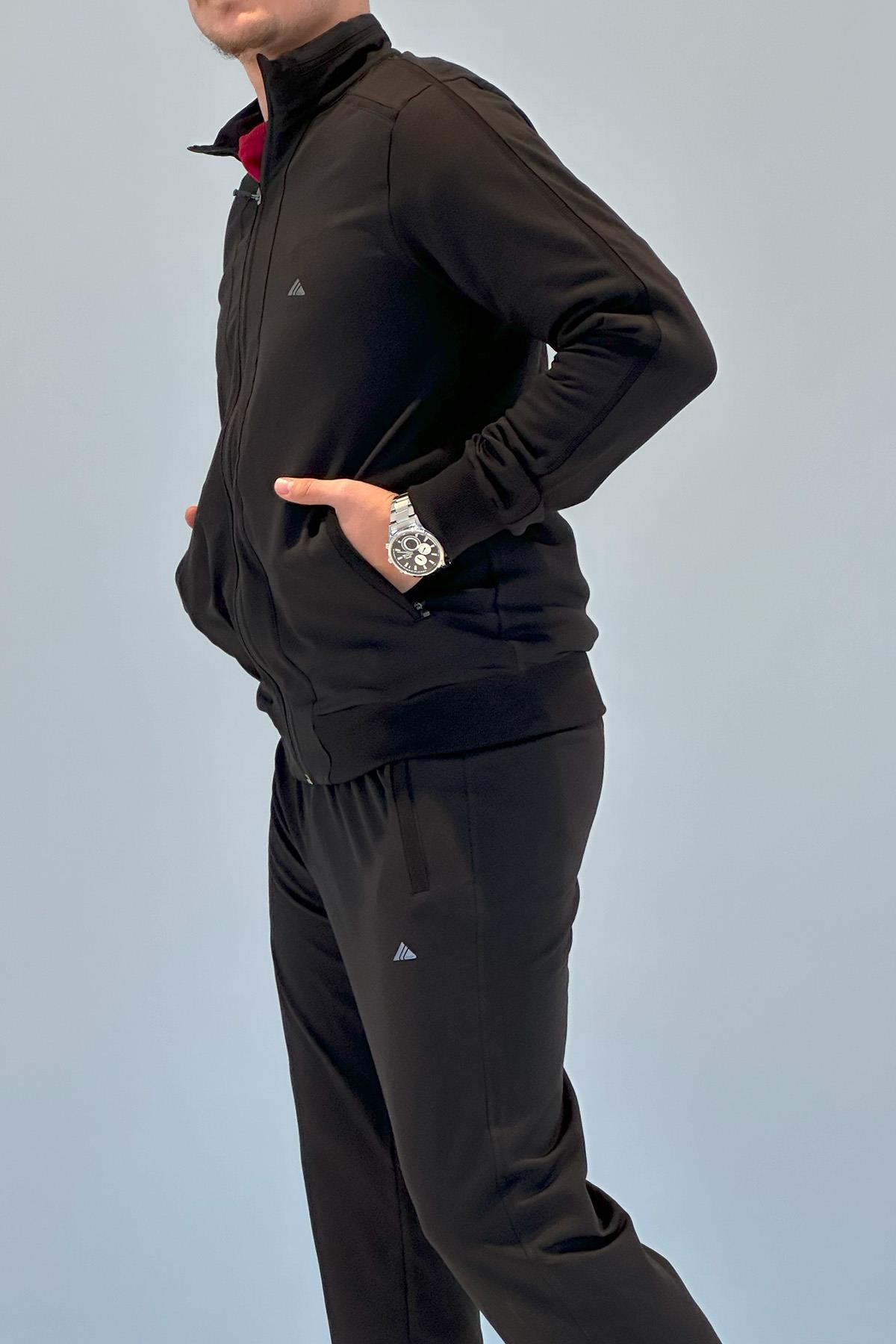 Erkek Likralı Penye Eşofman Takımı 3714 Siyah