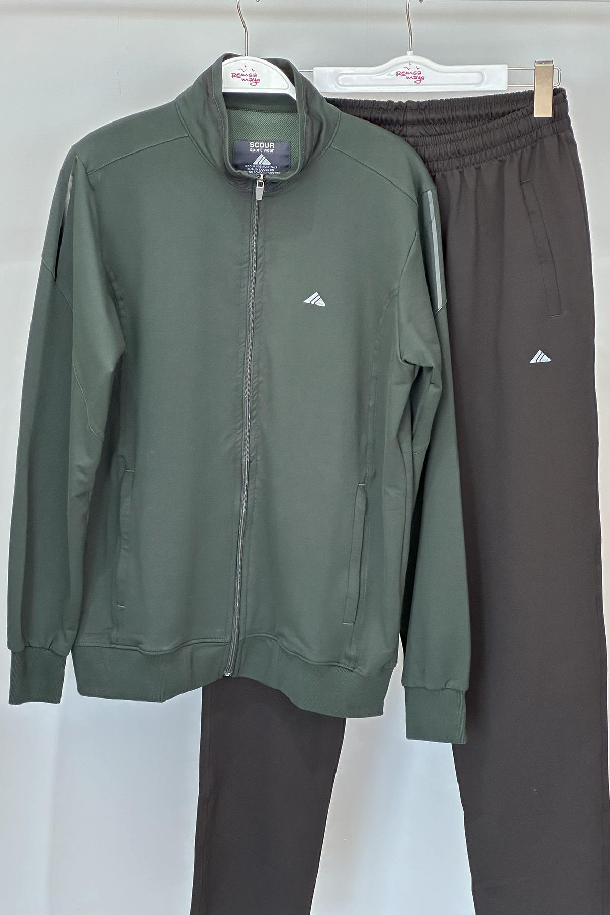 Erkek Likralı Penye Eşofman Takımı 3715 Yeşil