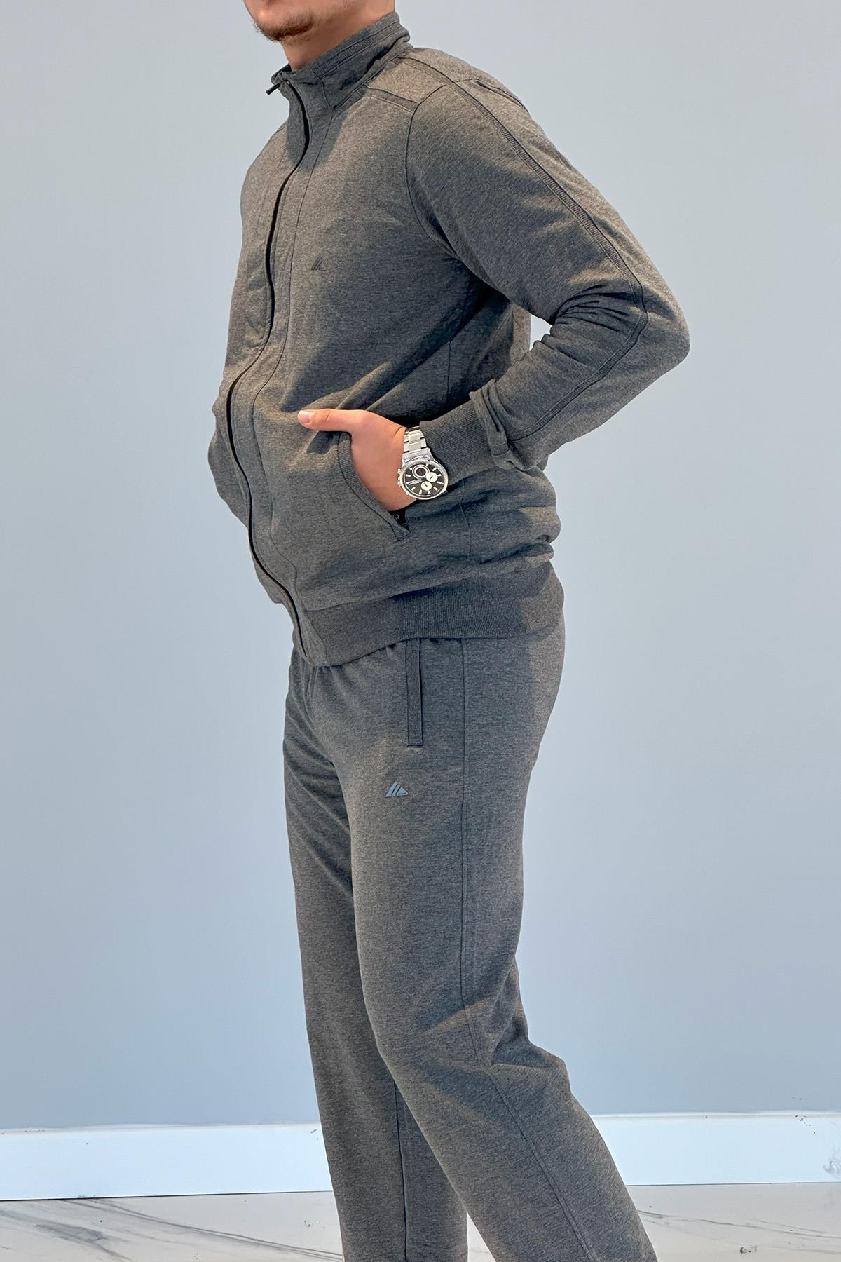 Erkek Likralı Penye Eşofman Takımı 3714 Antrasit