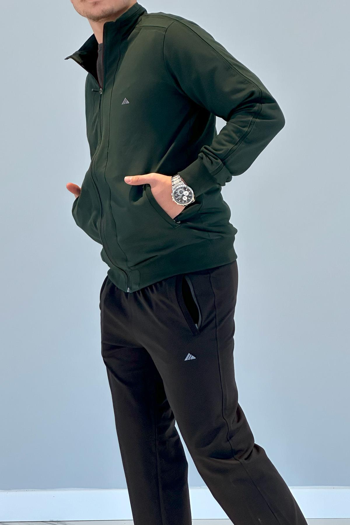 Erkek Likralı Penye Eşofman Takımı 3714 Yeşil