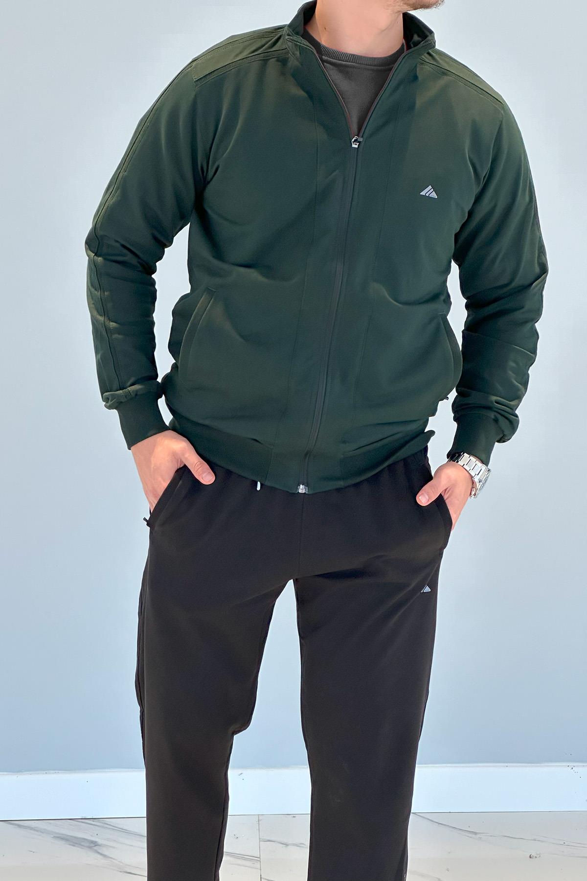 Erkek Likralı Penye Eşofman Takımı 3714 Yeşil
