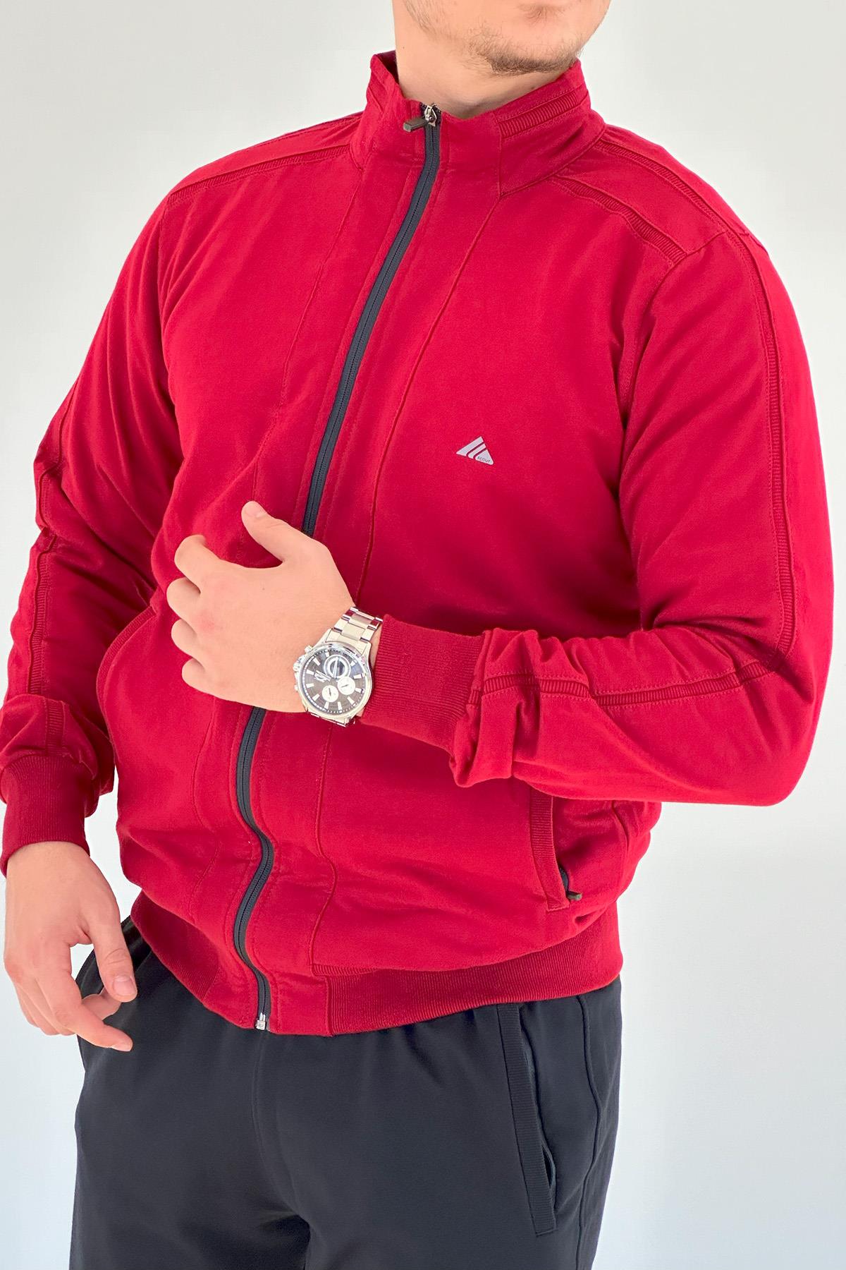 Erkek Likralı Penye Eşofman Takımı 3714 Bordo