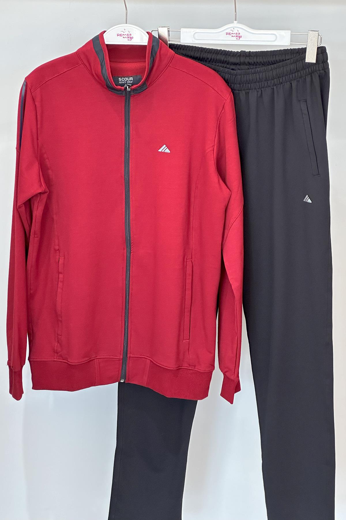 Erkek Likralı Penye Eşofman Takımı 3715 Bordo