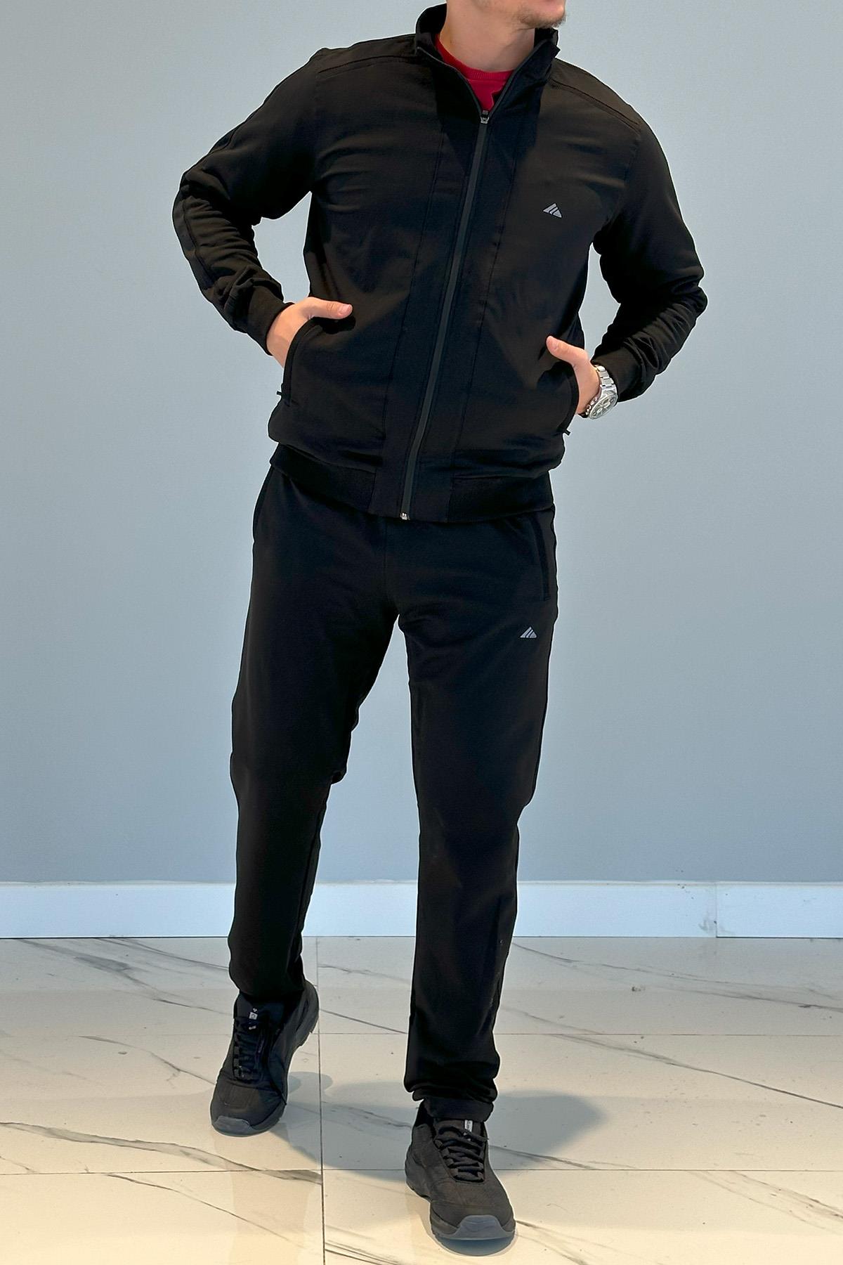 Erkek Likralı Penye Eşofman Takımı 3714 Siyah