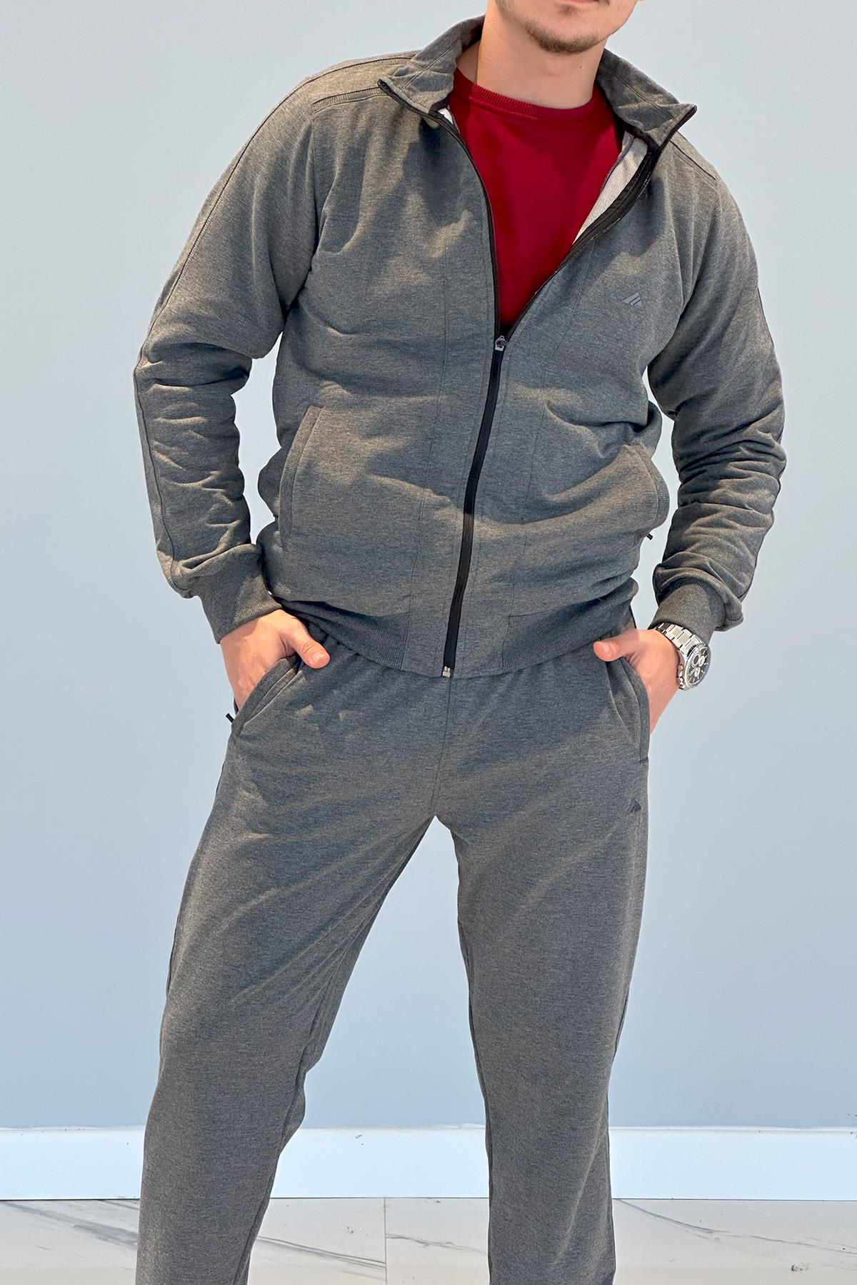 Erkek Likralı Penye Eşofman Takımı 3714 Antrasit