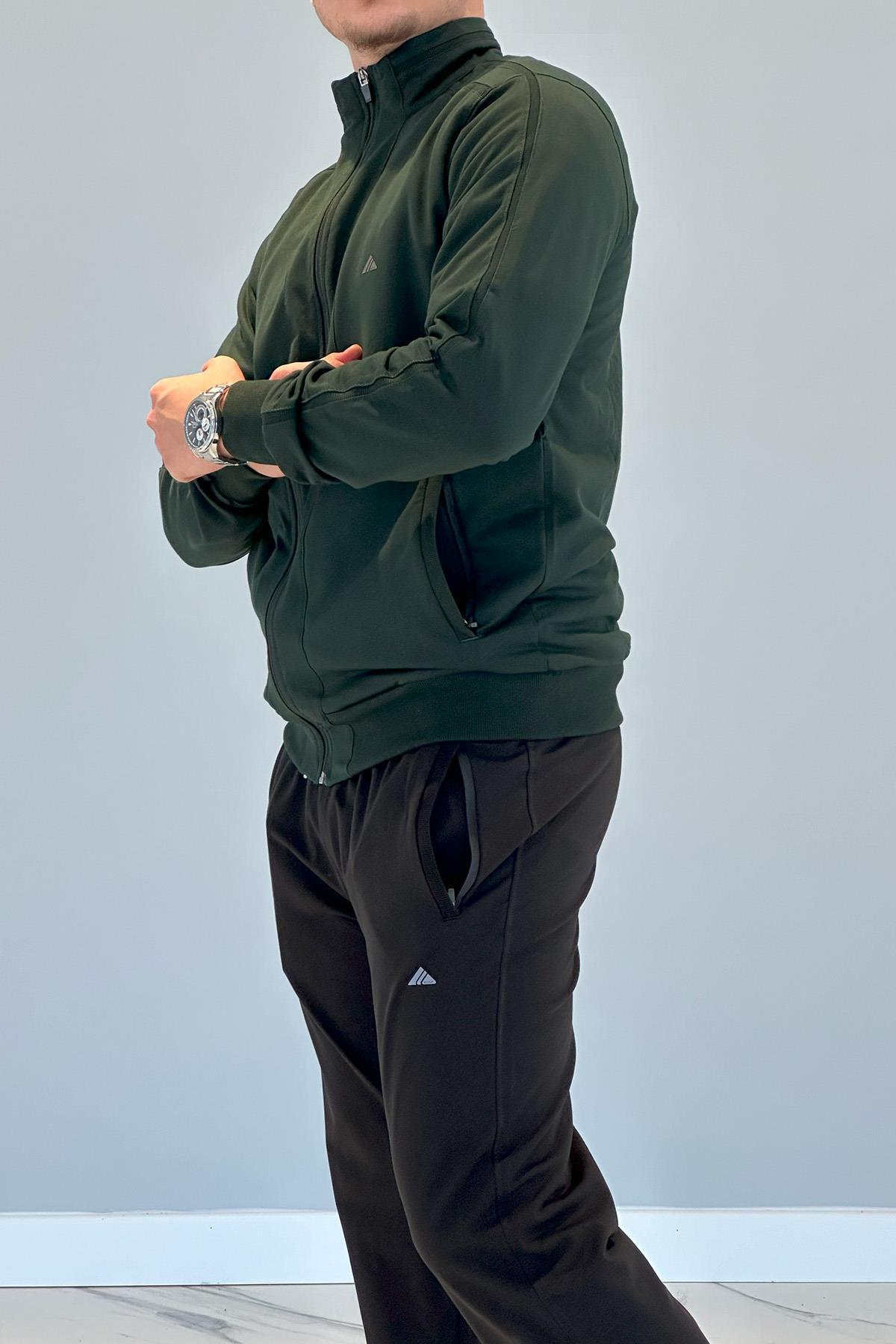 Erkek Likralı Penye Eşofman Takımı 3714 Yeşil