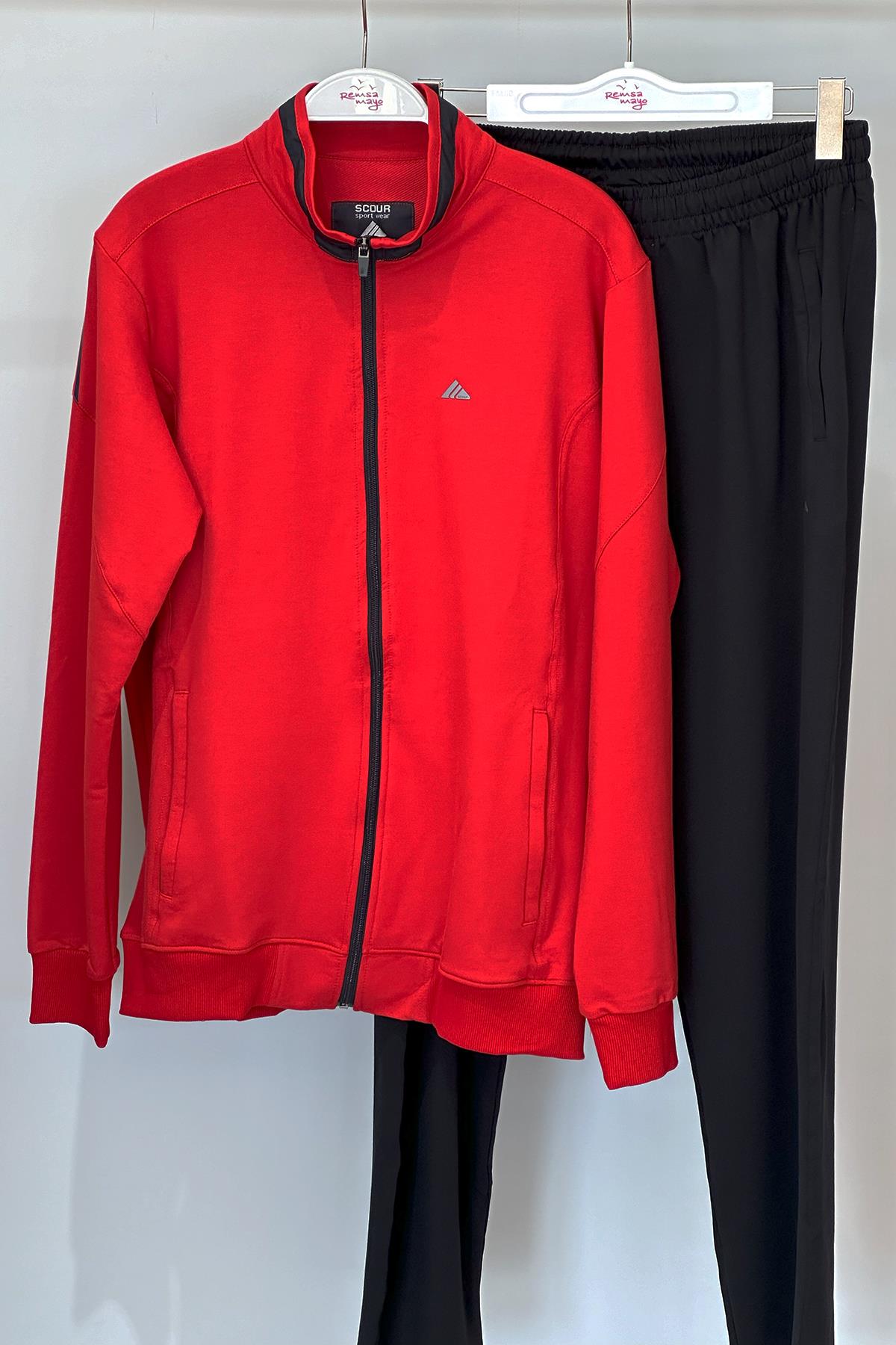 Erkek Likralı Penye Eşofman Takımı 3715 Kırmızı