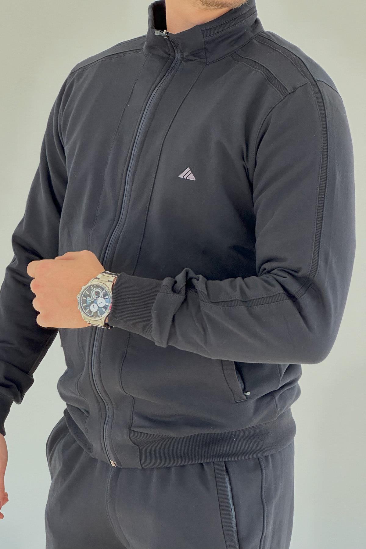 Erkek Likralı Penye Eşofman Takımı 3714 Lacivert