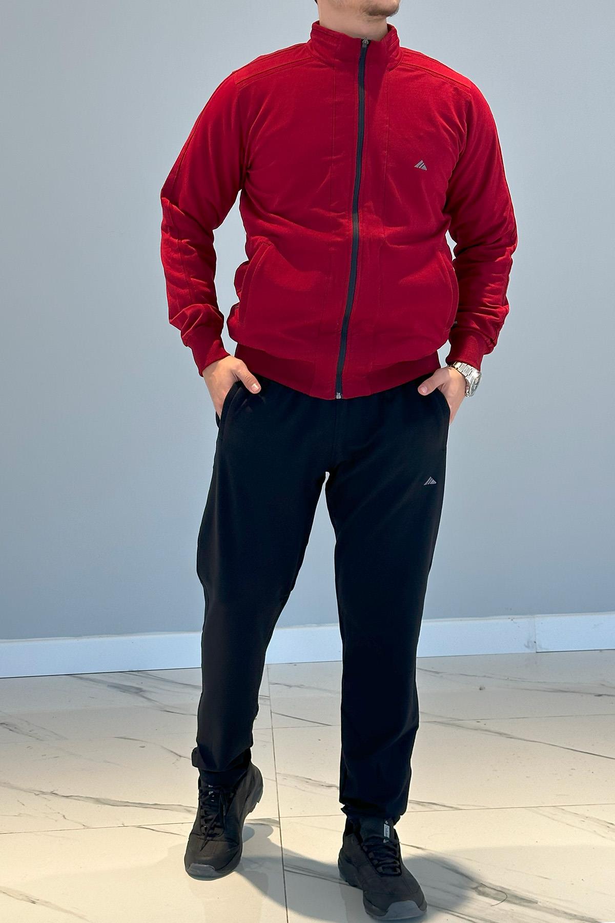 Erkek Likralı Penye Eşofman Takımı 3714 Bordo