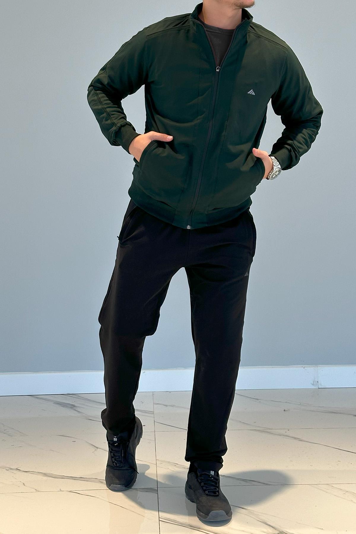 Erkek Likralı Penye Eşofman Takımı 3714 Yeşil