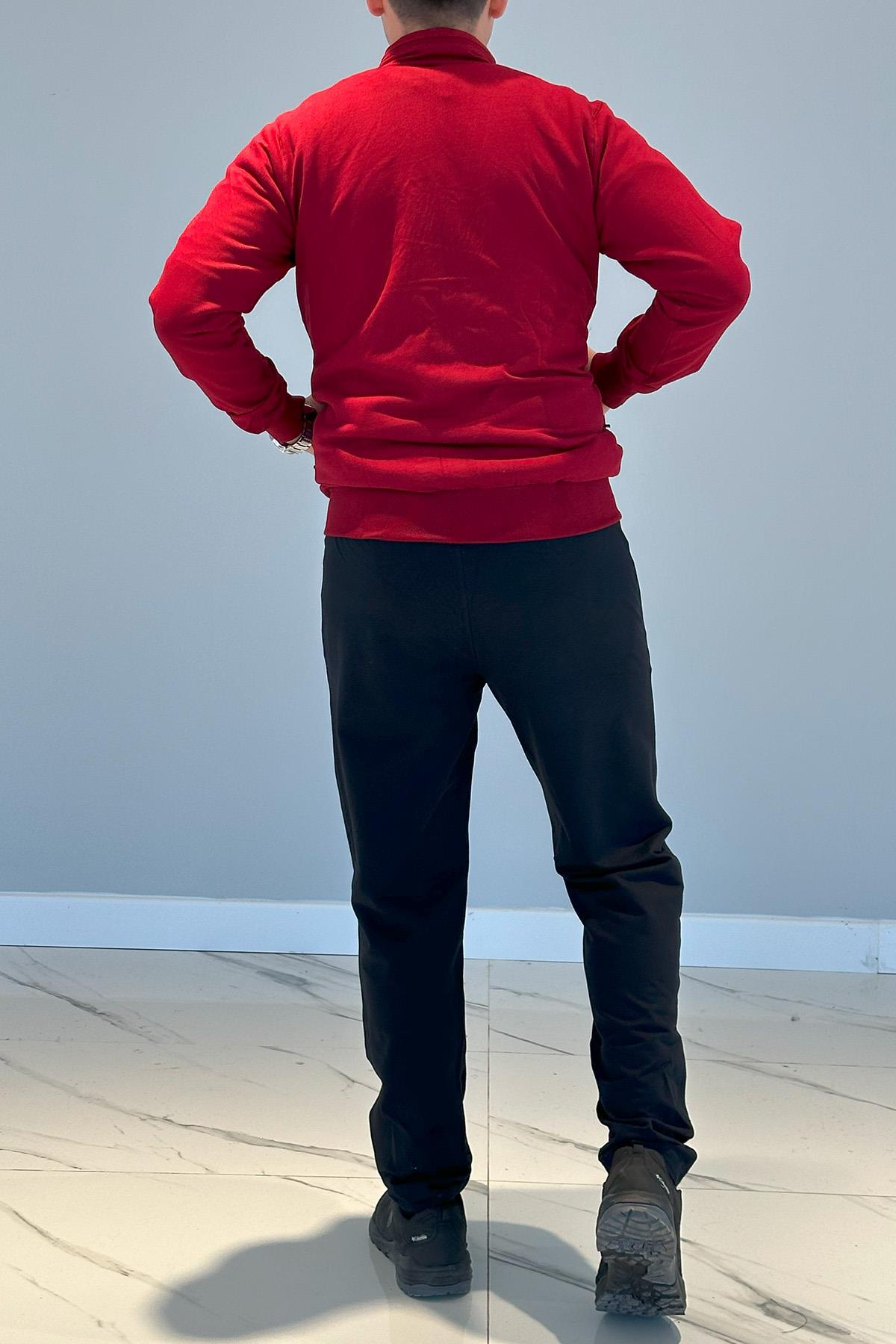 Erkek Likralı Penye Eşofman Takımı 3714 Bordo