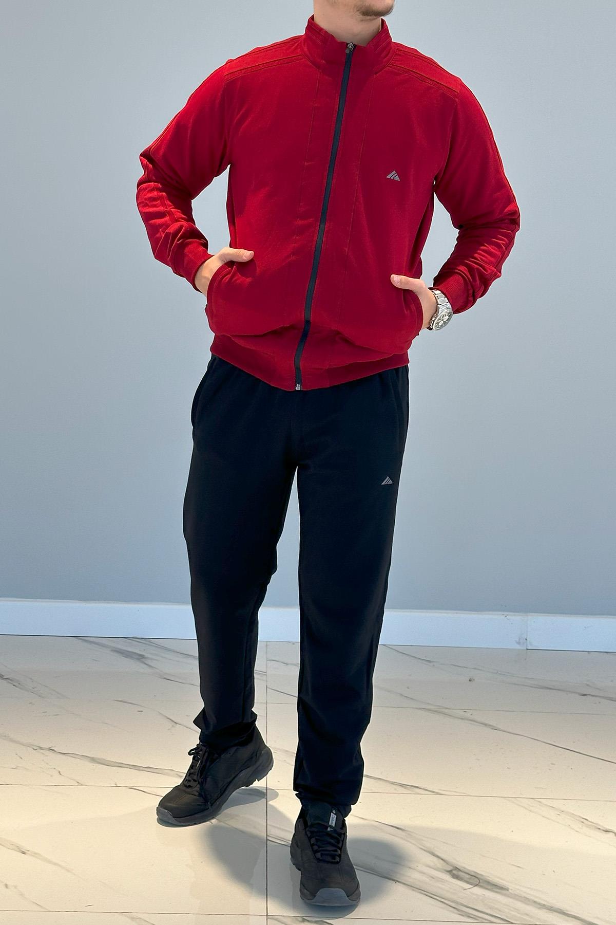 Erkek Likralı Penye Eşofman Takımı 3714 Bordo